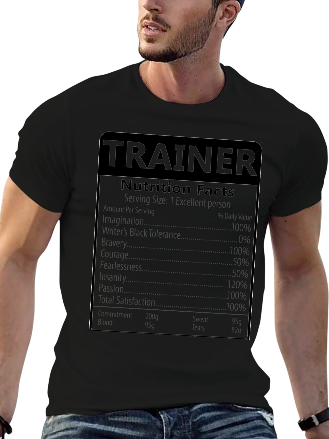 Trainer Nutrition Facts Black T-Shirt