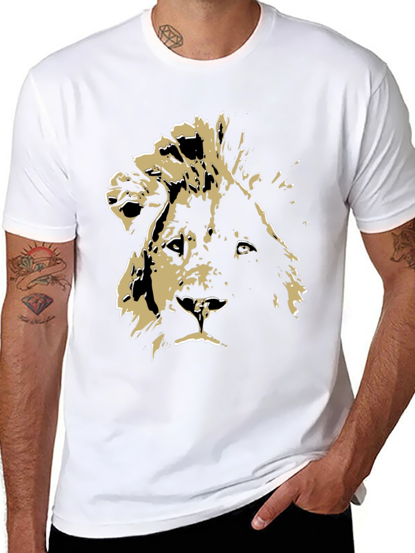 Lion Graphic Tee - Bold Animal Print Shirt