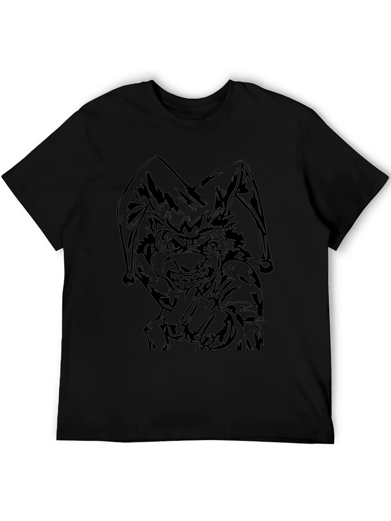 Mens Black Graphic Tee - Evil Jester Design