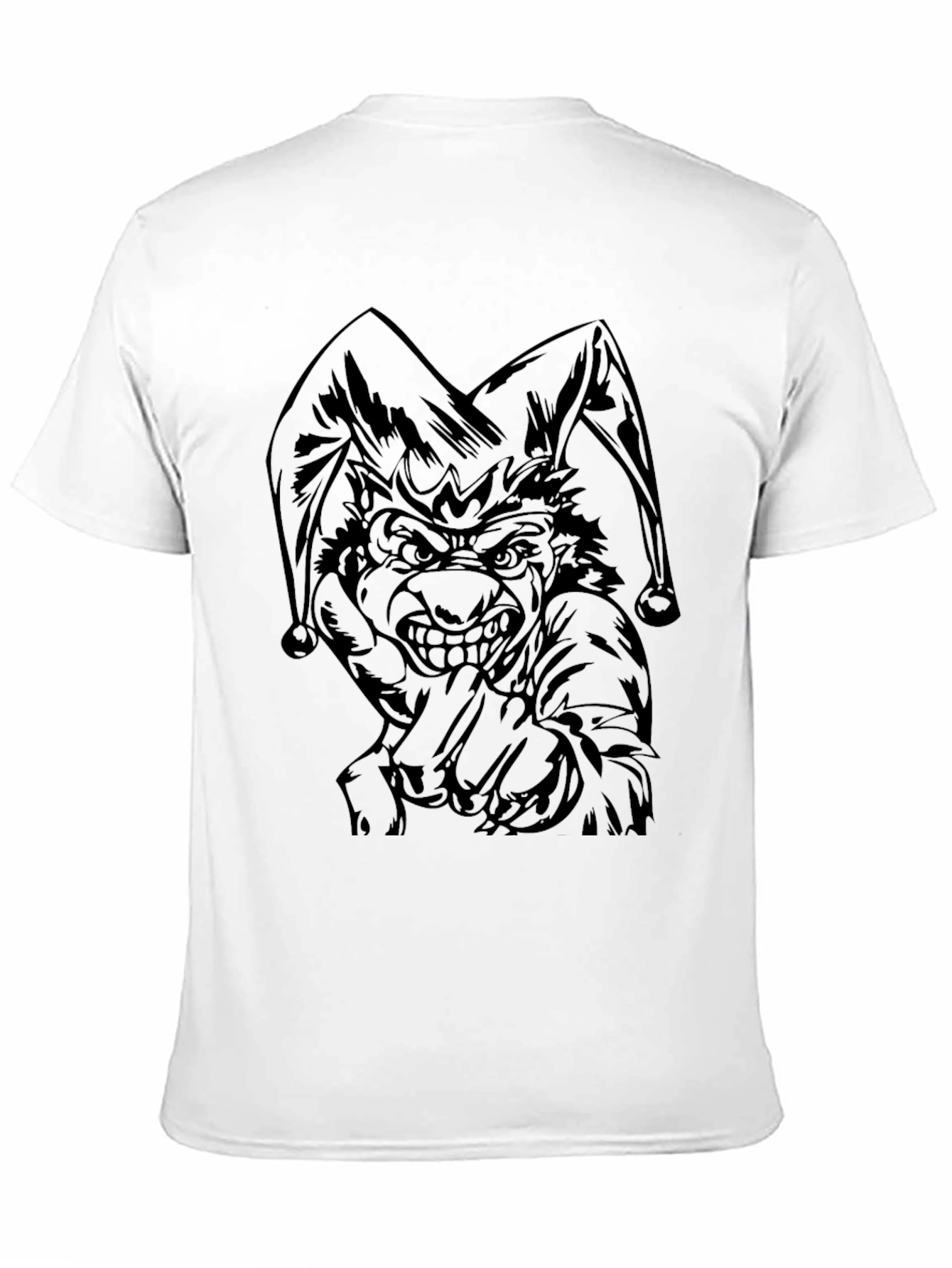 Mens Black Graphic Tee - Evil Jester Design