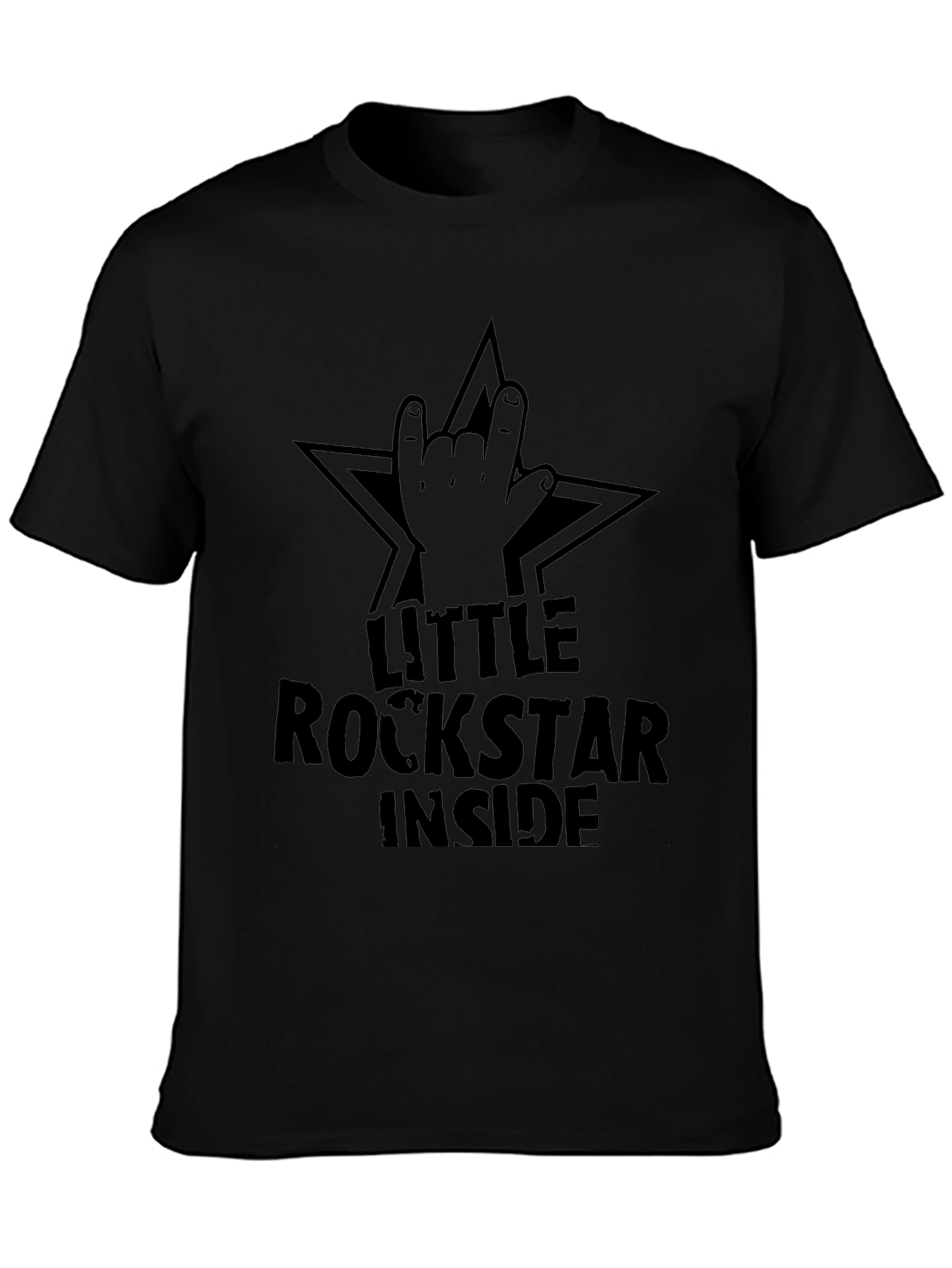 Little Rockstar Inside Black Graphic T-Shirt