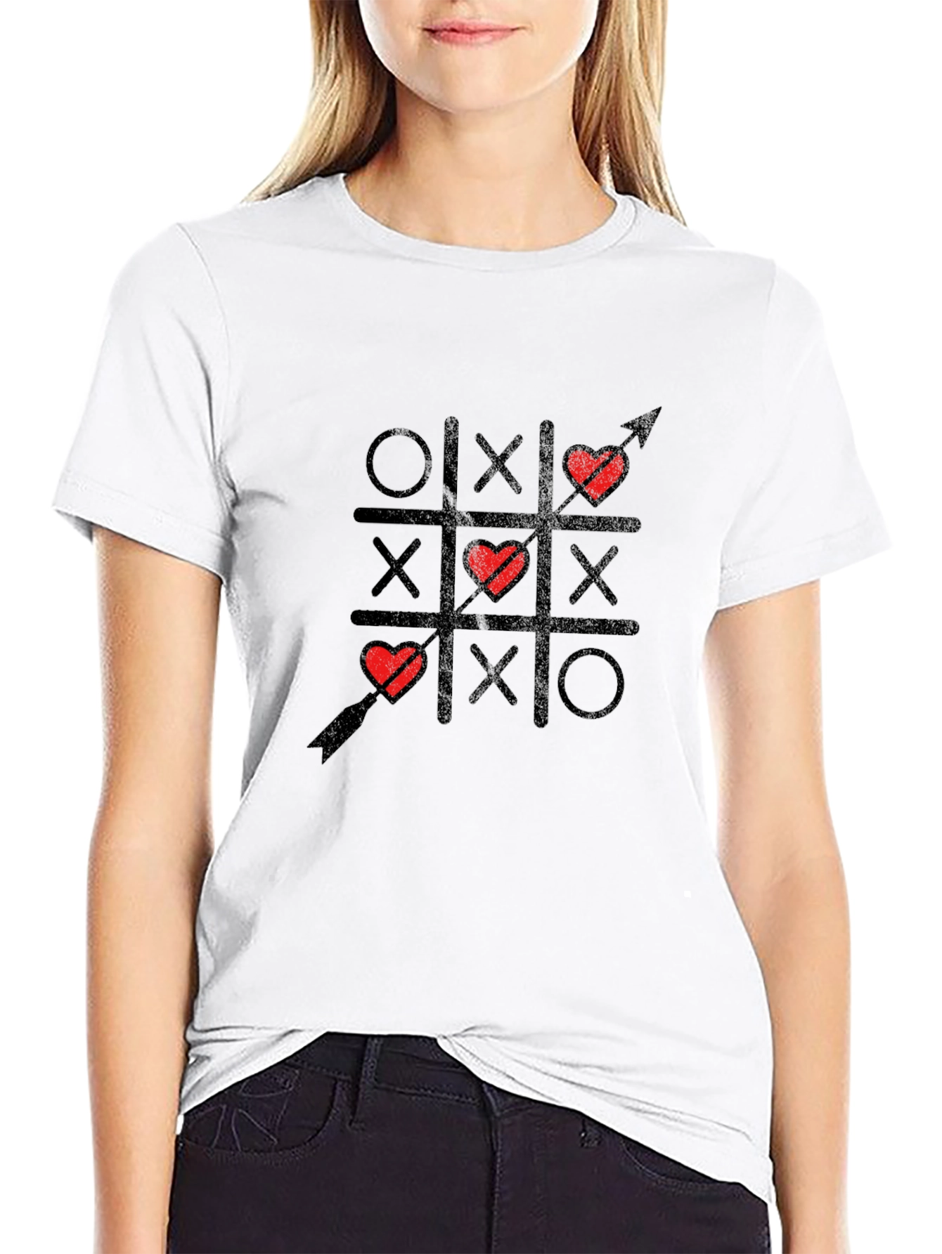 Tic Tac Toe Love Arrow Black T-Shirt