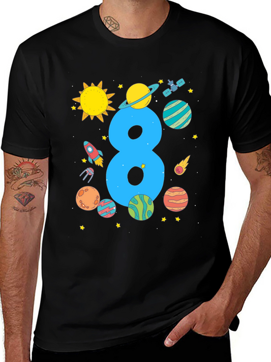 Kids 8th Birthday Space T-Shirt