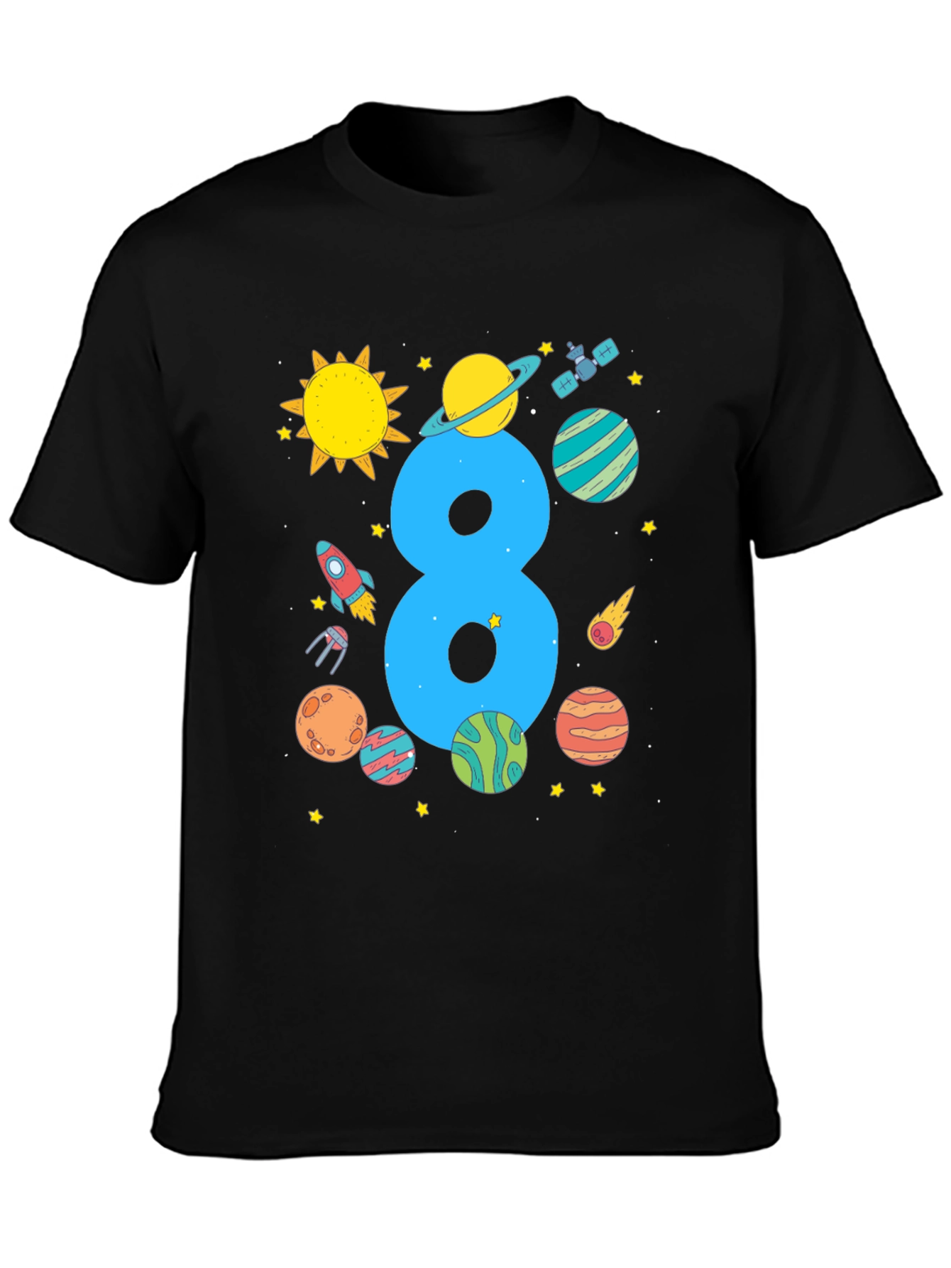 Kids 8th Birthday Space T-Shirt