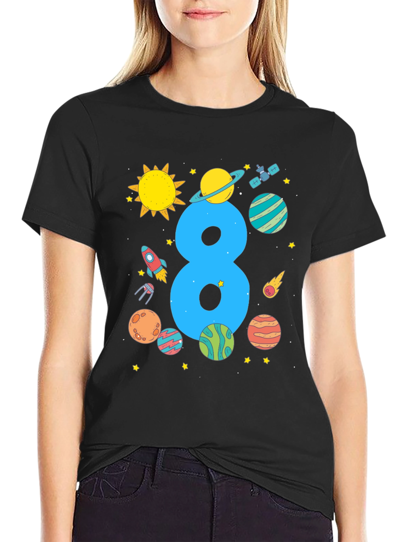Kids 8th Birthday Space T-Shirt