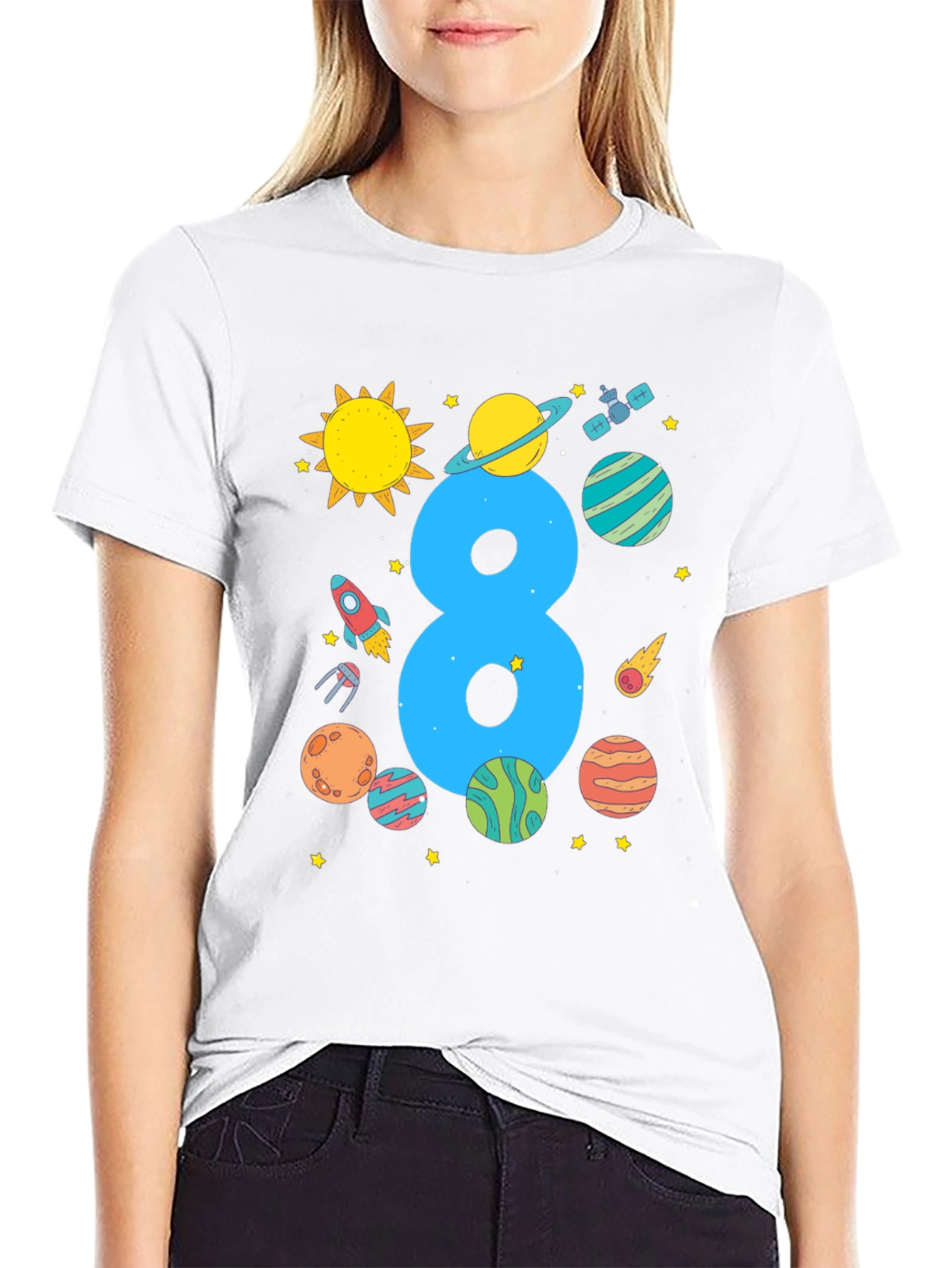 Kids 8th Birthday Space T-Shirt