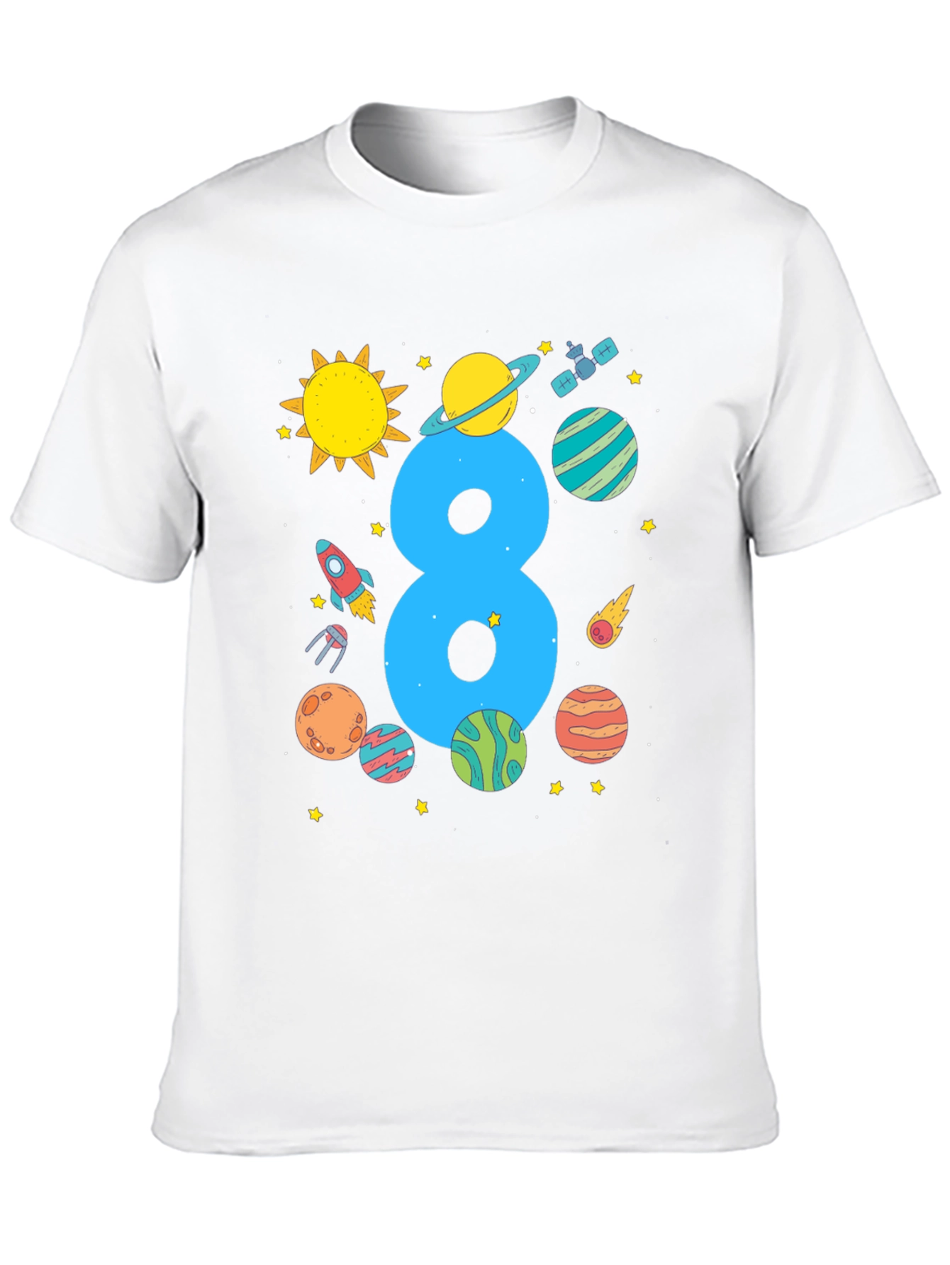 Kids 8th Birthday Space T-Shirt