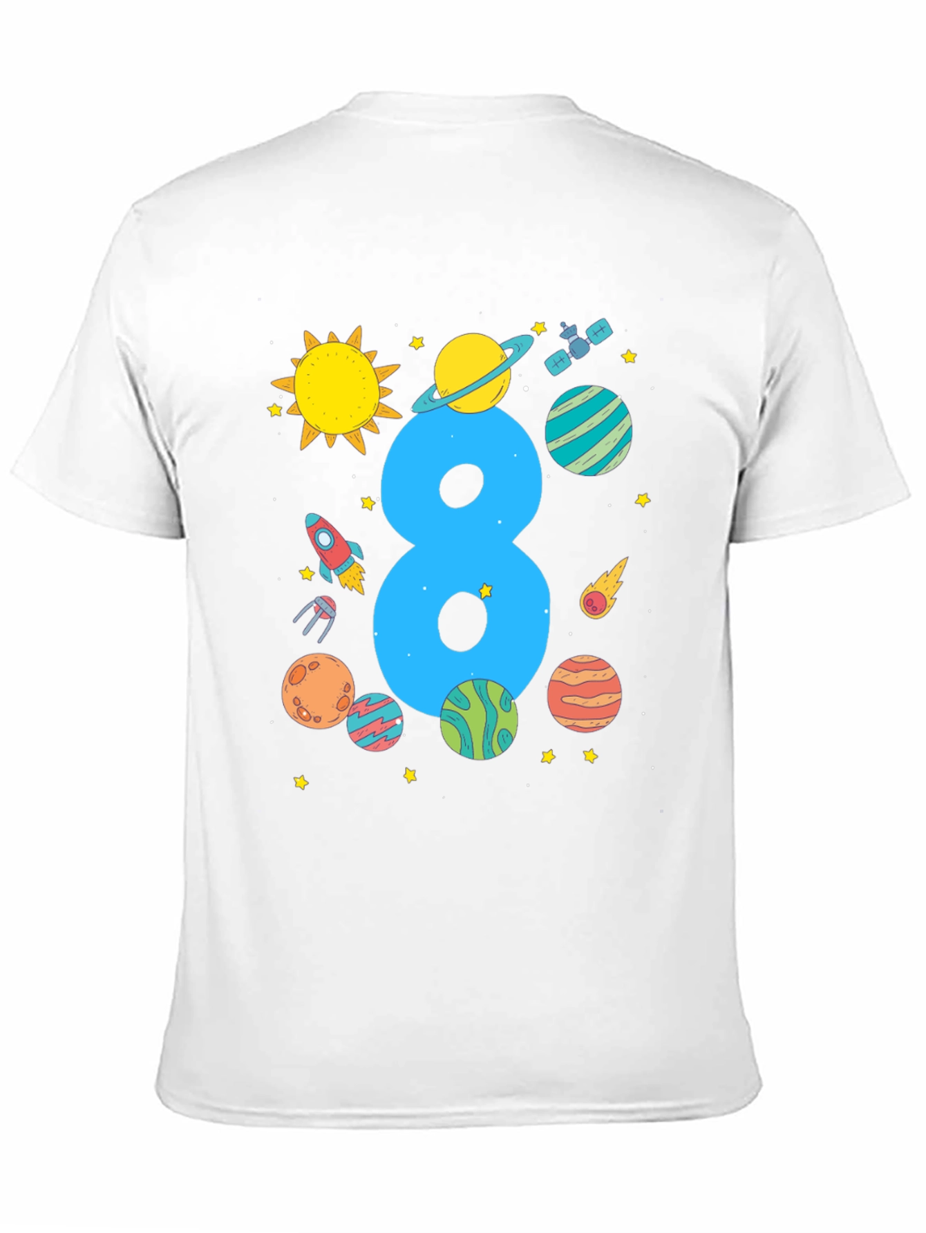 Kids 8th Birthday Space T-Shirt