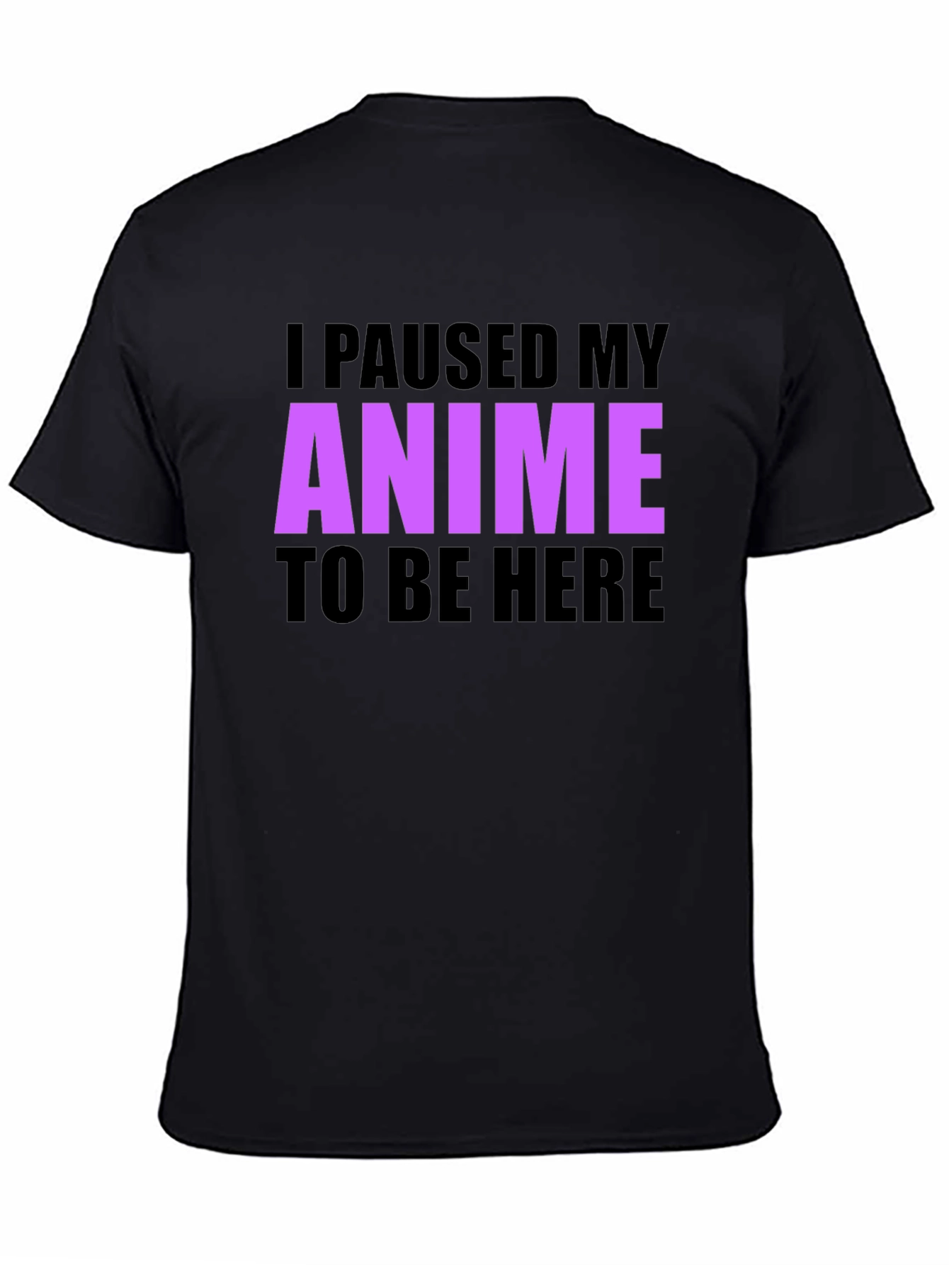 Anime Paused Graphic T-Shirt - Casual Crew Neck Tee
