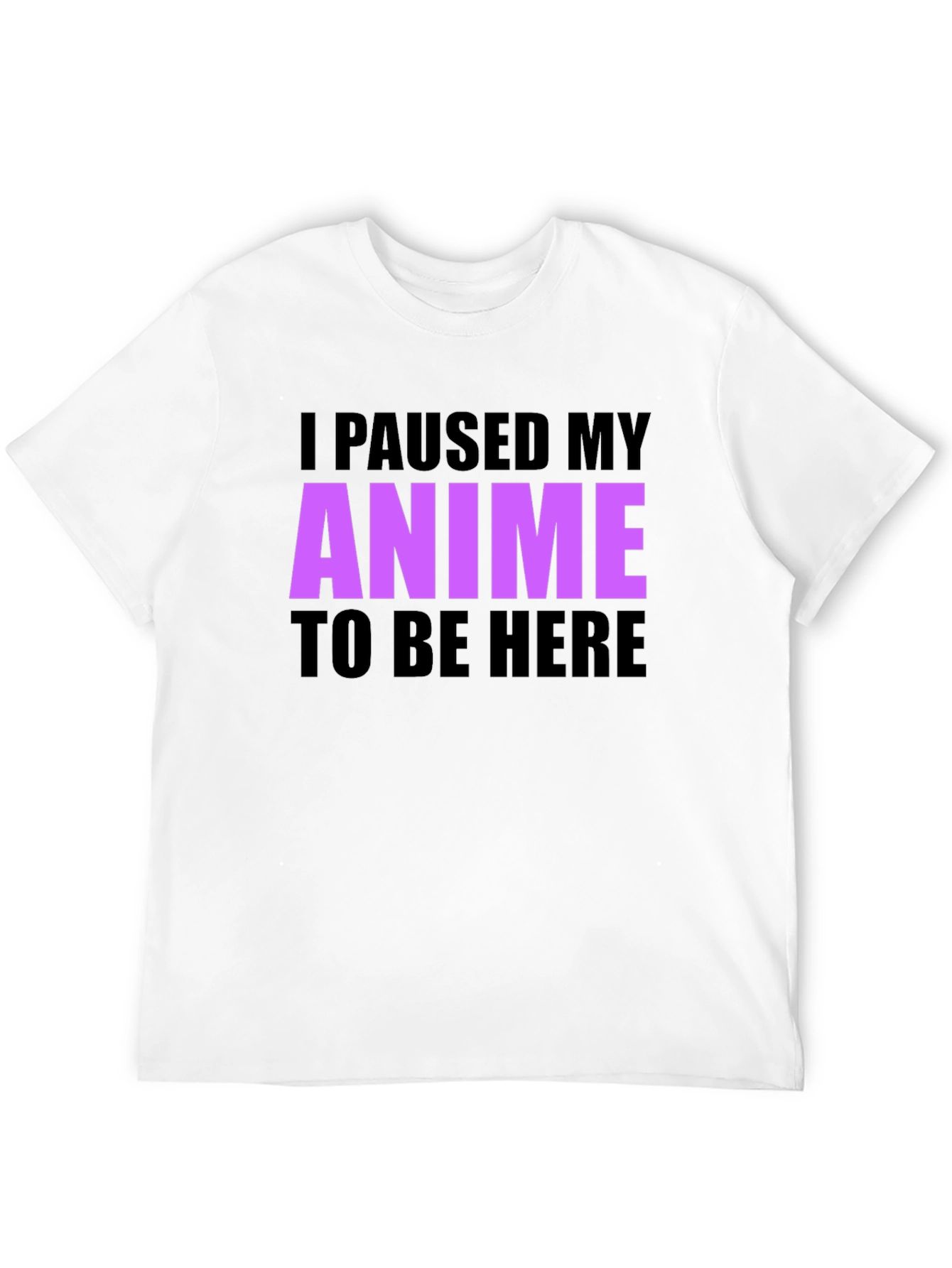 Anime Paused Graphic T-Shirt - Casual Crew Neck Tee