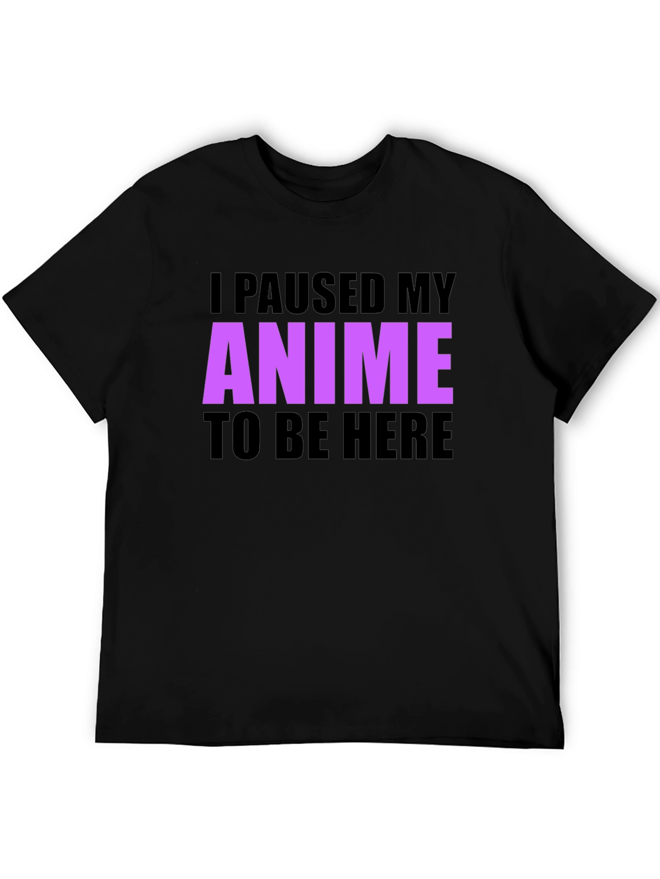 Anime Paused Graphic T-Shirt - Casual Crew Neck Tee