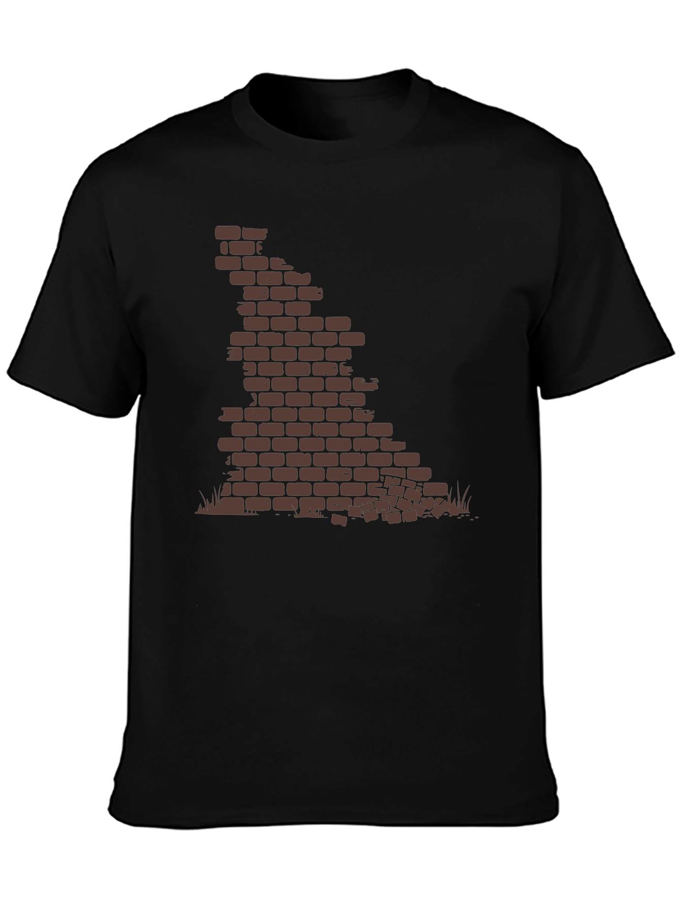 Brick Wall Graphic Tee - Black Casual T-Shirt