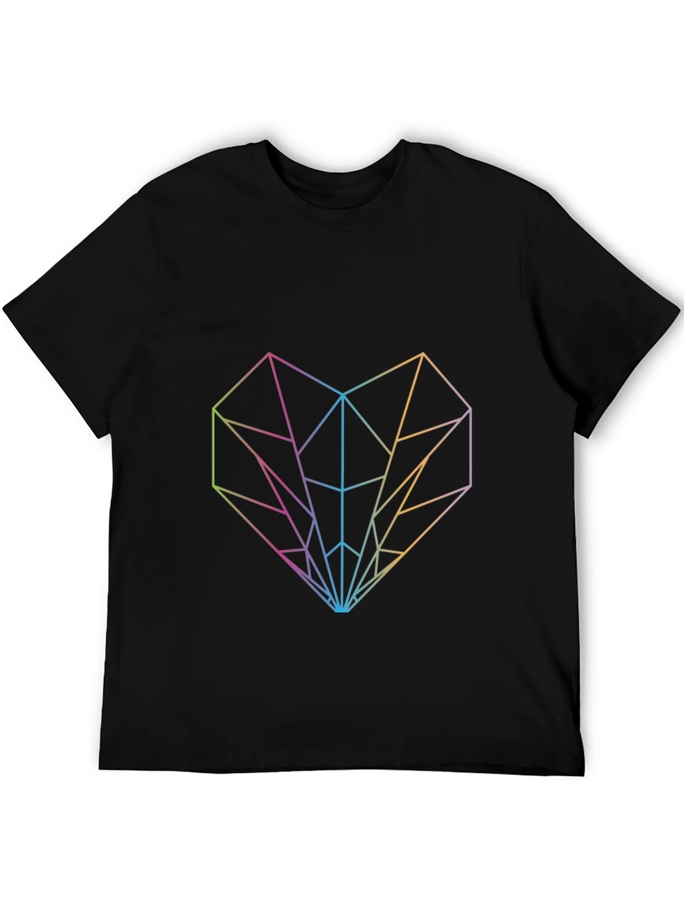 Geometric Heart Graphic Tee - Modern Rainbow Design