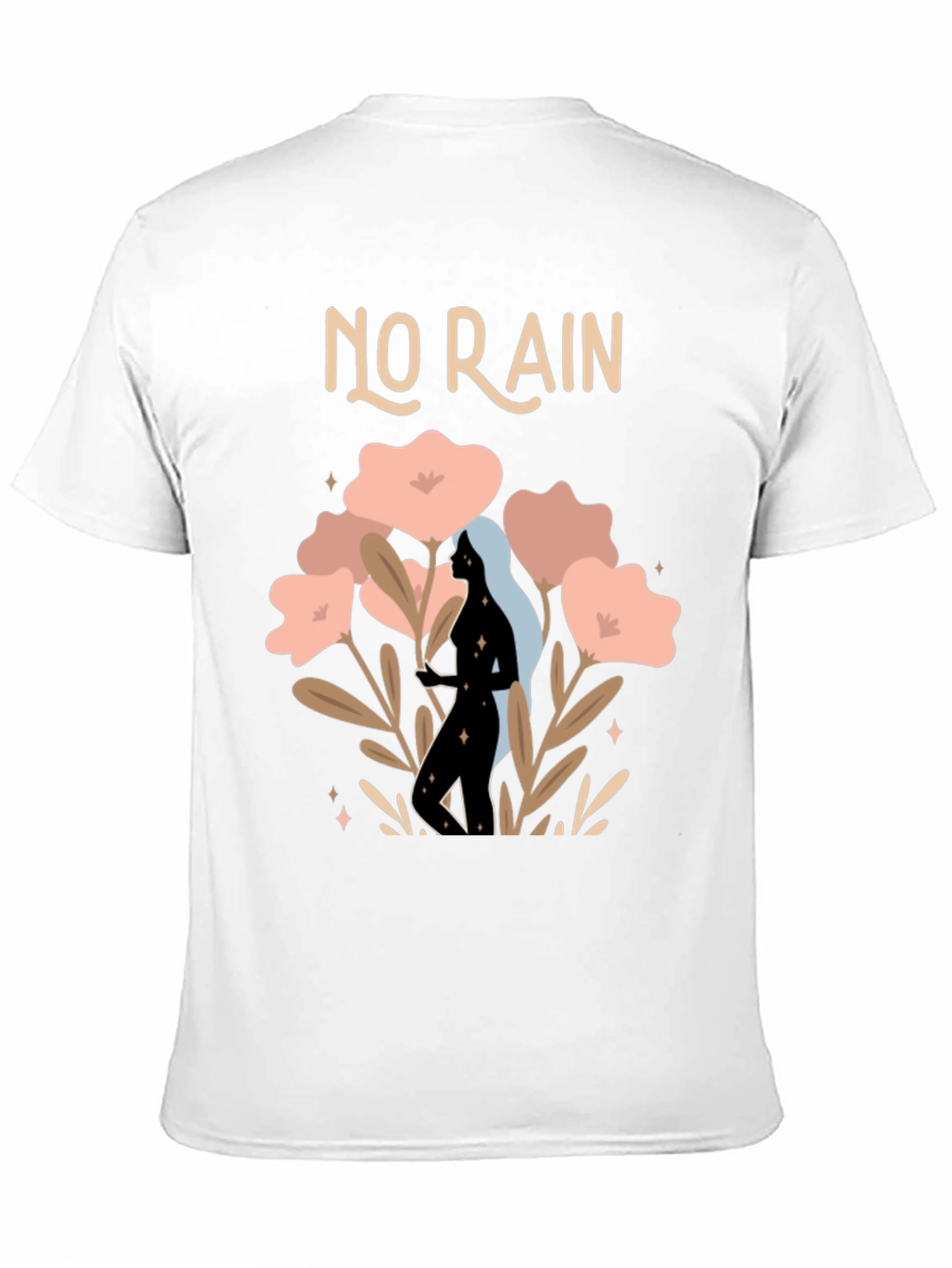 Stylish No Rain Graphic Print Black T-Shirt