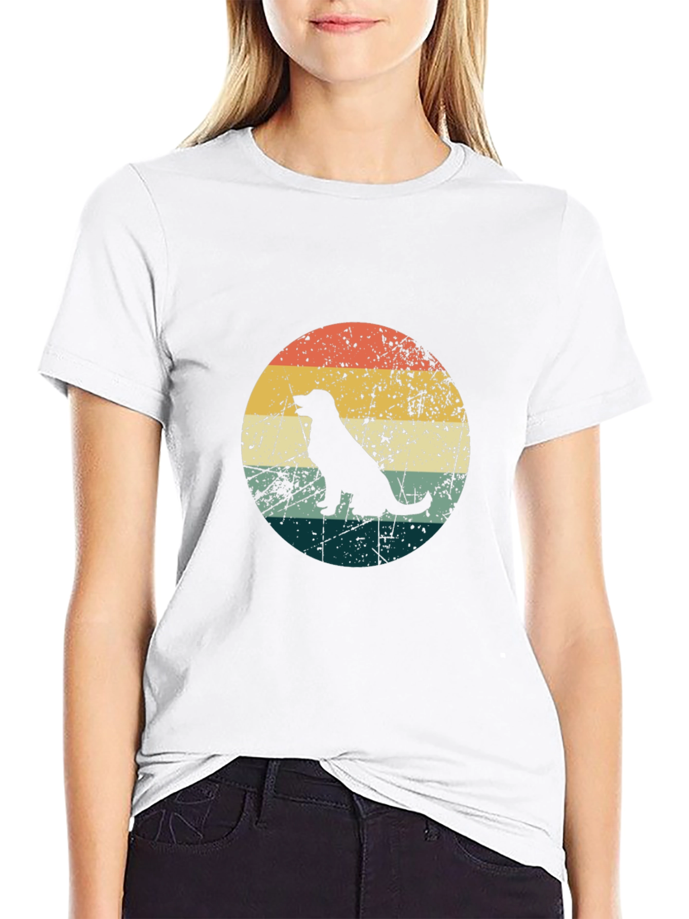 Retro Dog Silhouette Graphic Tee - Black