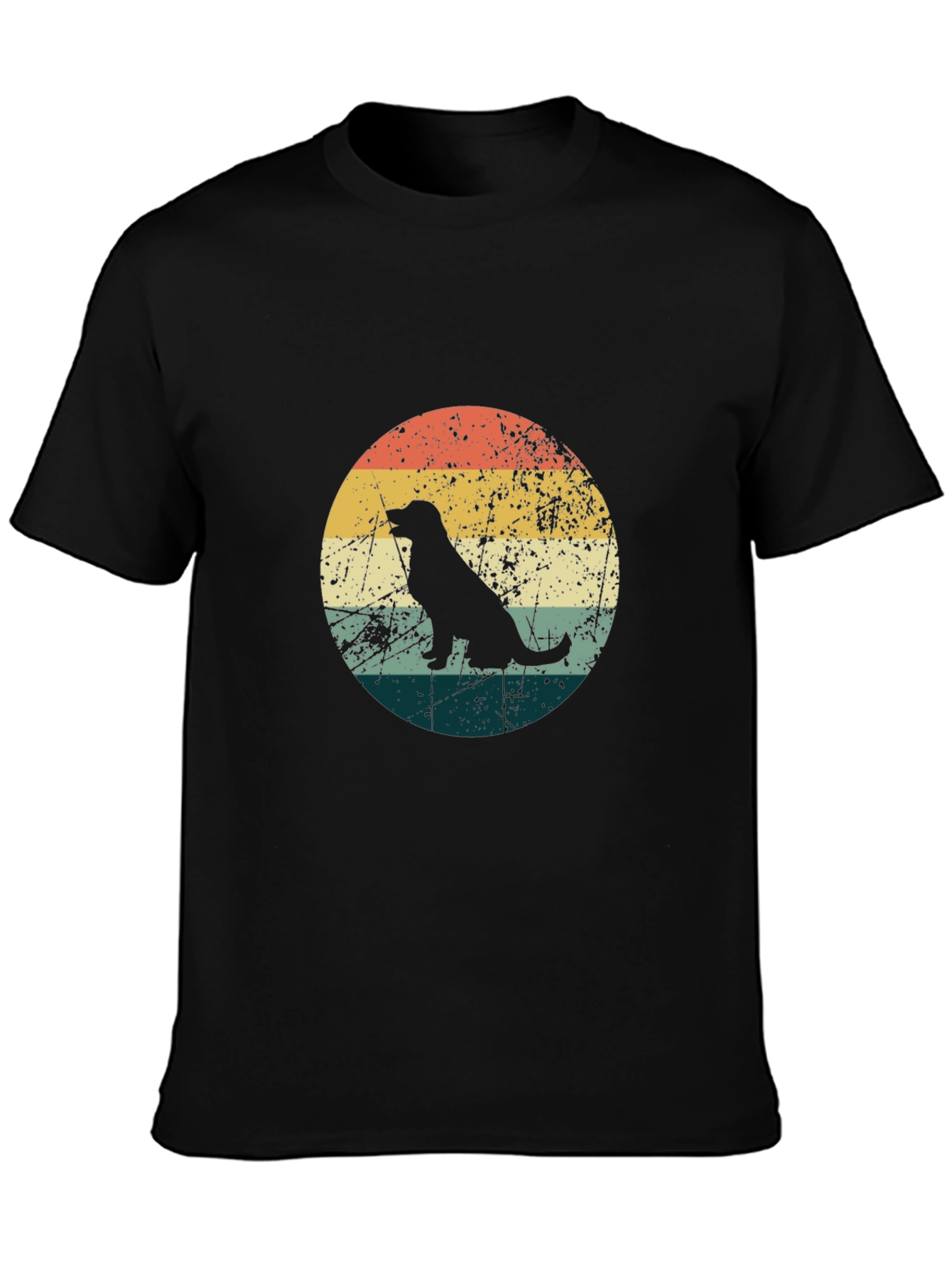 Retro Dog Silhouette Graphic Tee - Black