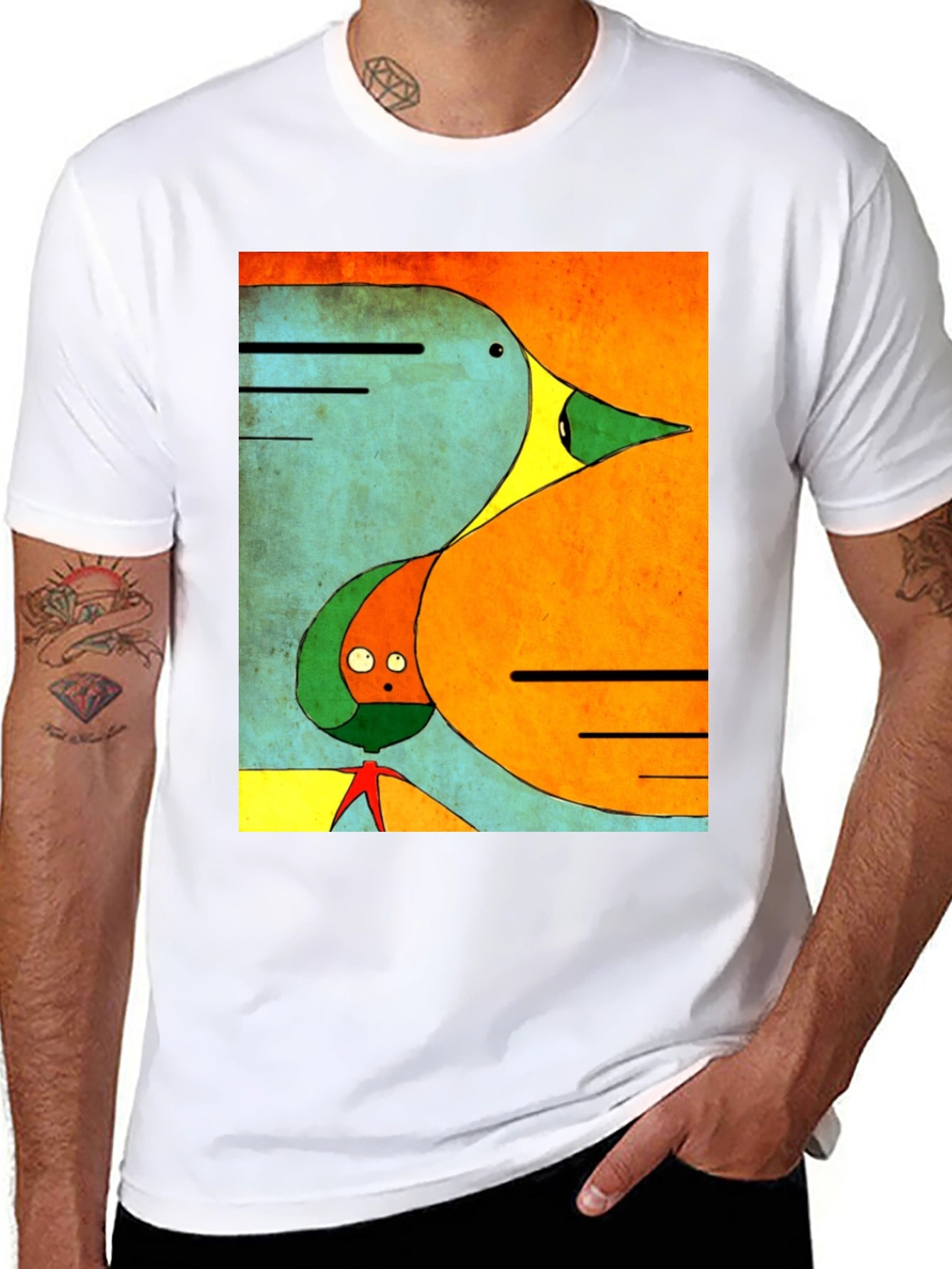 Abstract Art T-Shirt - Modern Bird Design