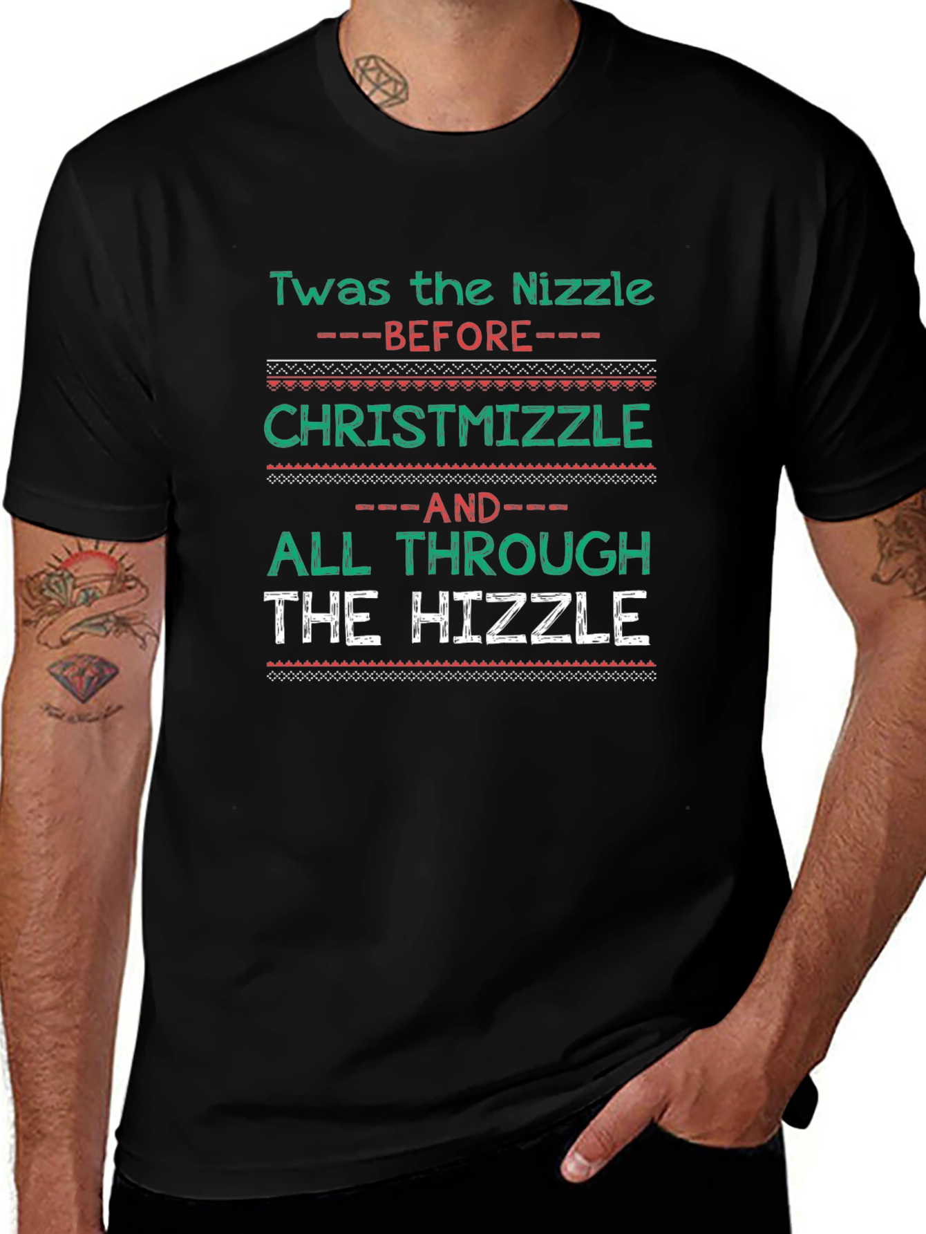 Christmas Holiday Funny Twas The Nizzle T-Shirt