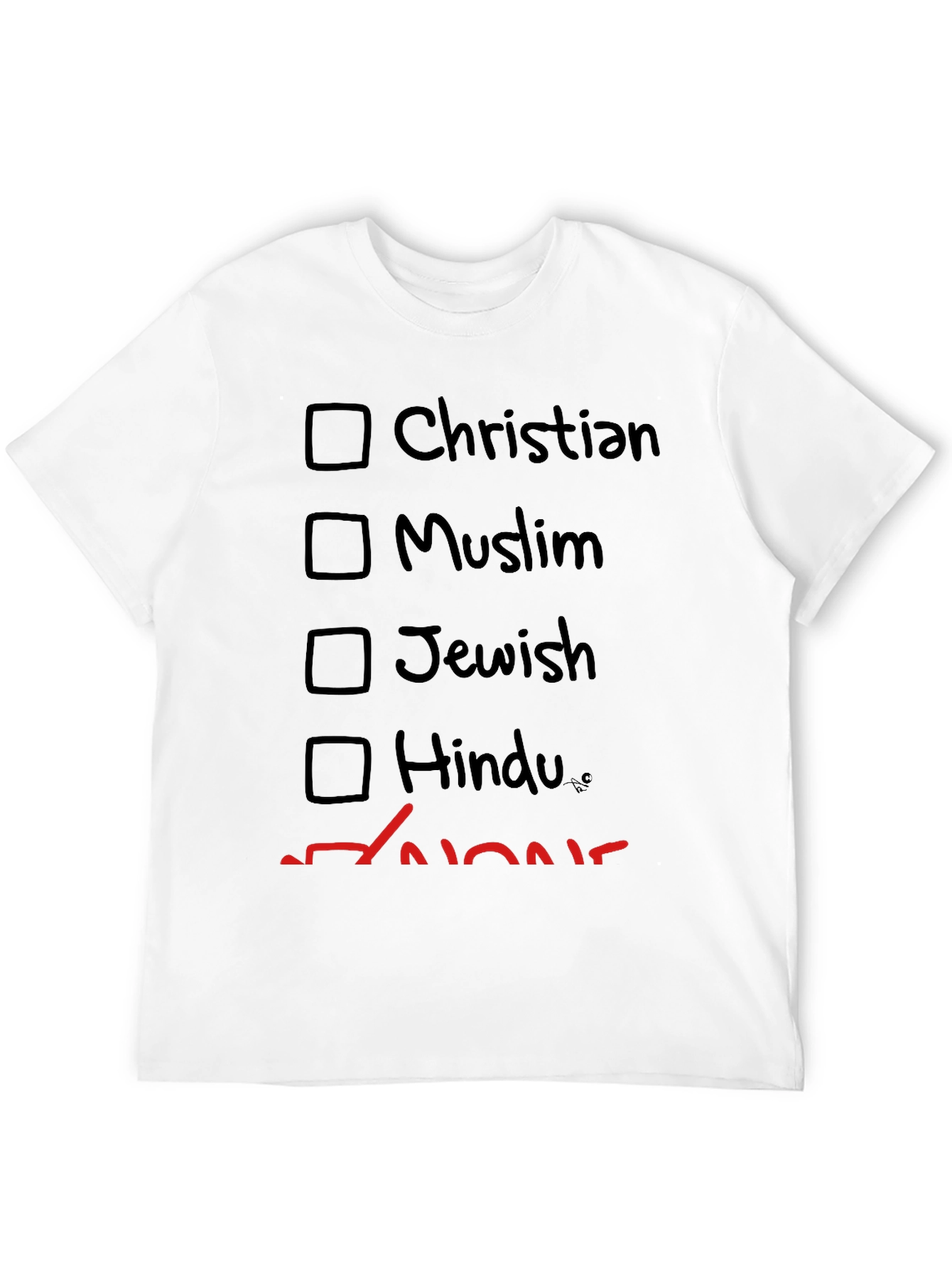 Atheist Humor T-Shirt - Religion Checkbox Tee