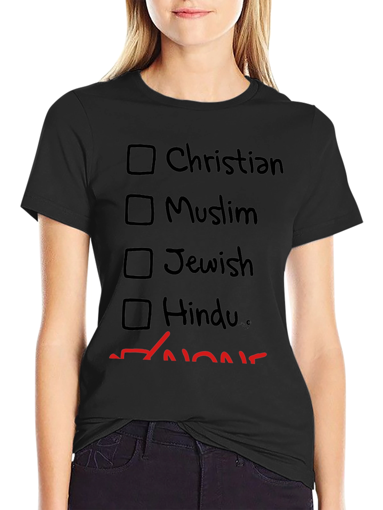 Atheist Humor T-Shirt - Religion Checkbox Tee