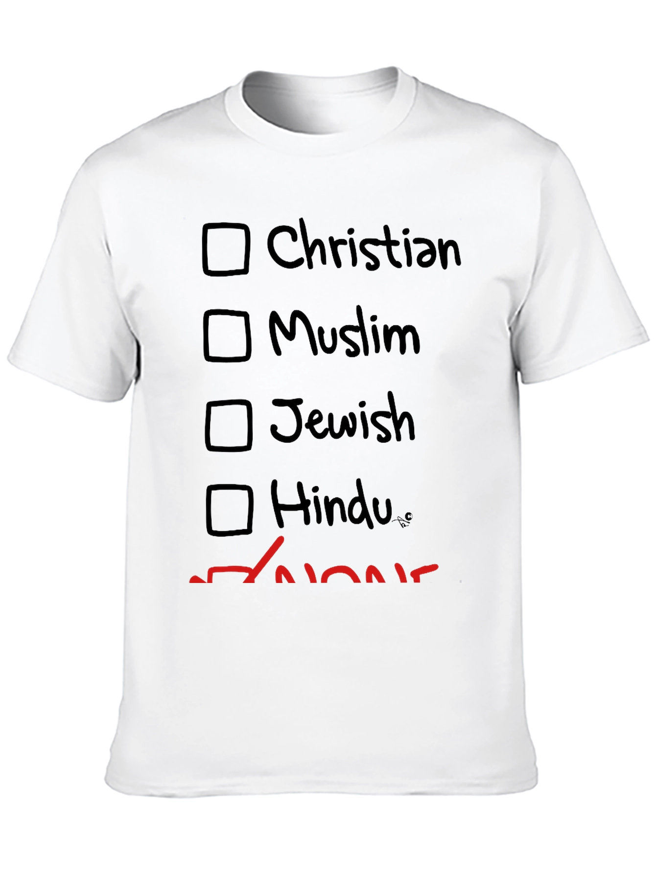 Atheist Humor T-Shirt - Religion Checkbox Tee
