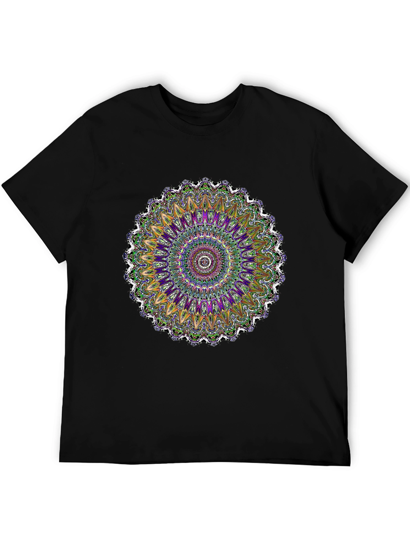 Vibrant Mandala Graphic Tee - Artistic Black T-Shirt