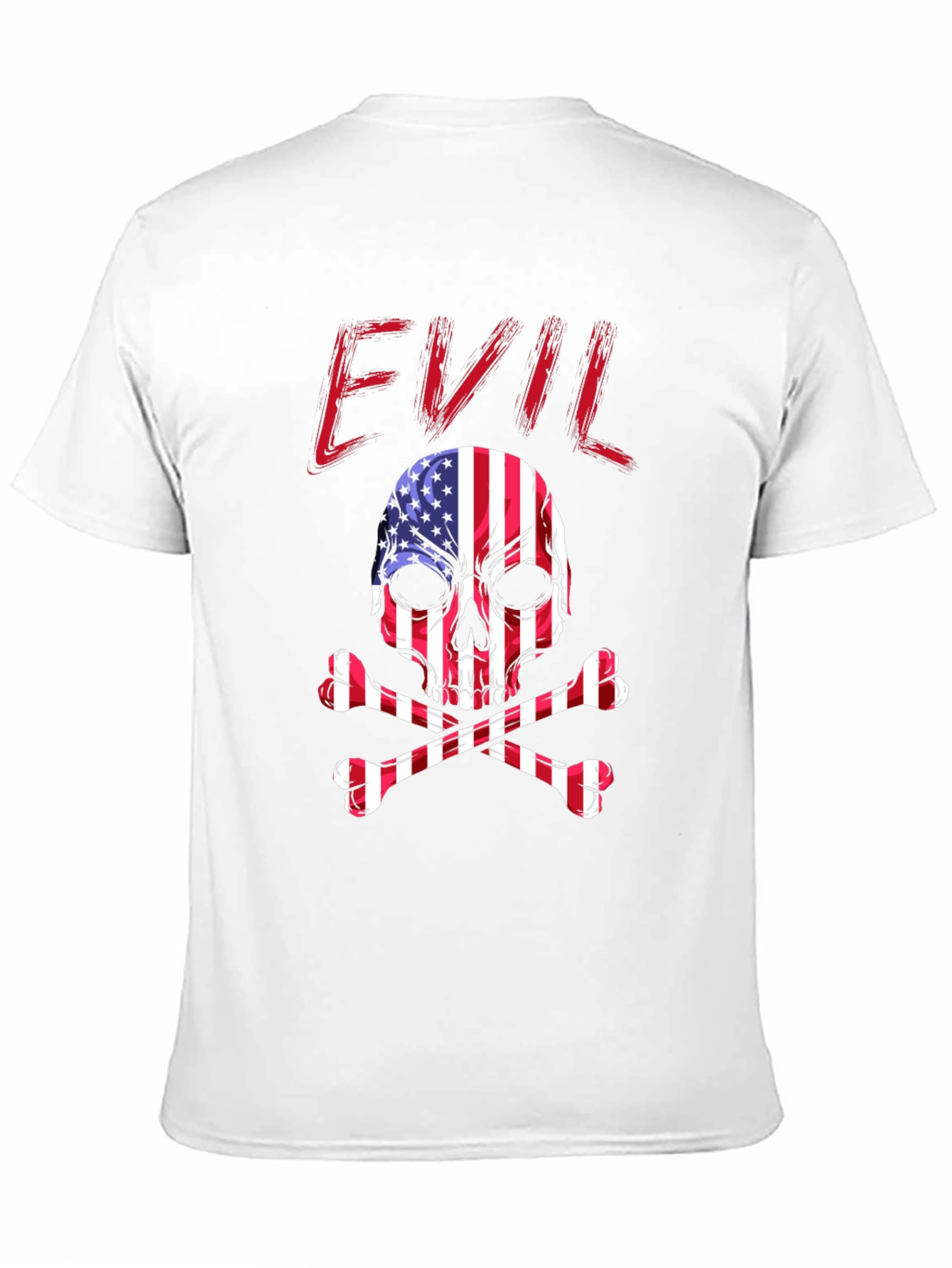 Evil USA Flag Skull Graphic T-Shirt