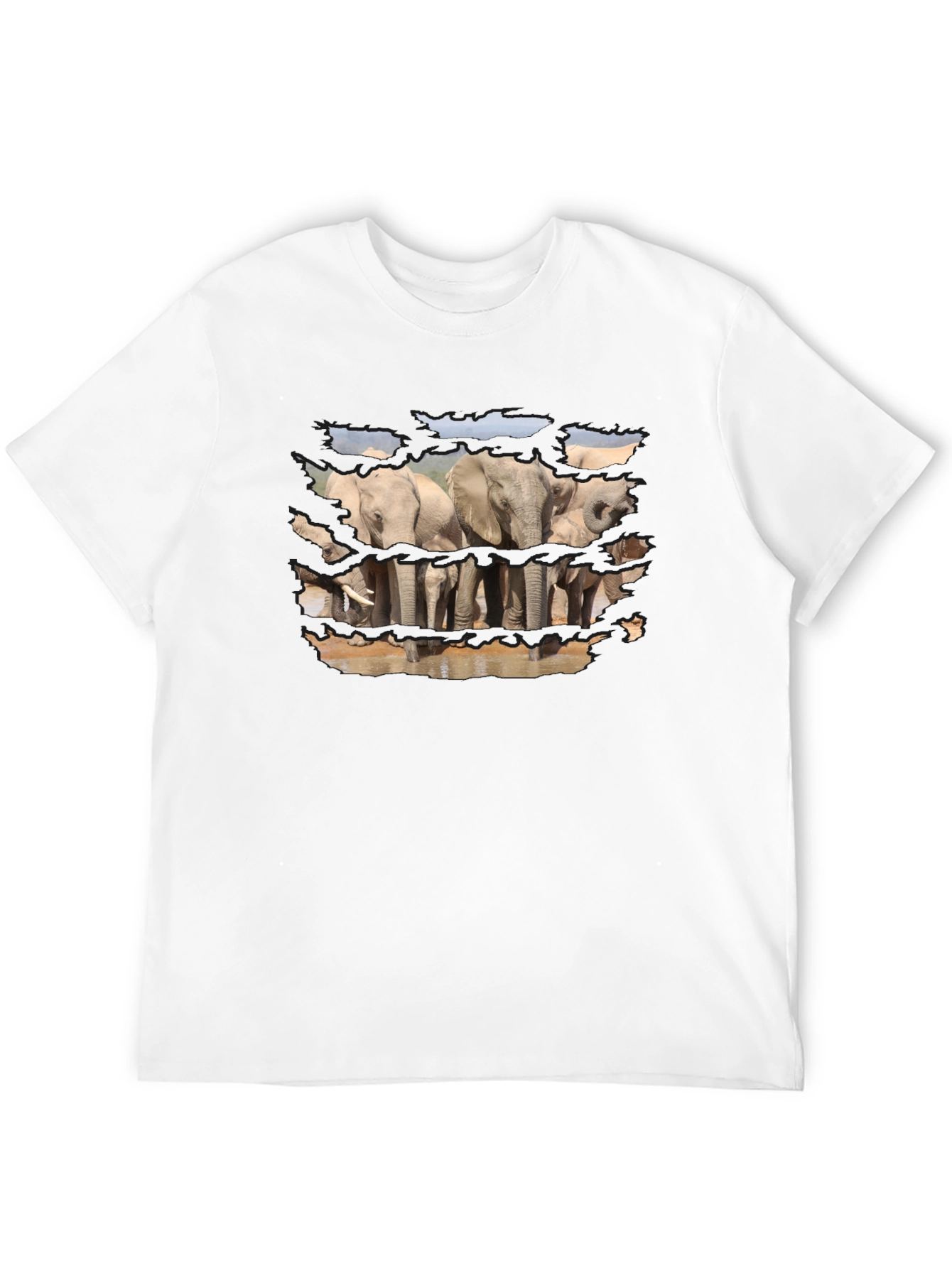 Elephant Graphic Print Black T-Shirt