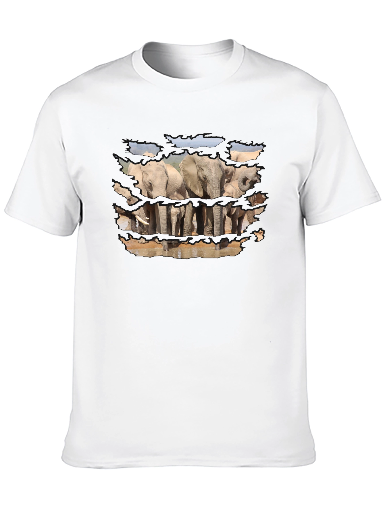 Elephant Graphic Print Black T-Shirt