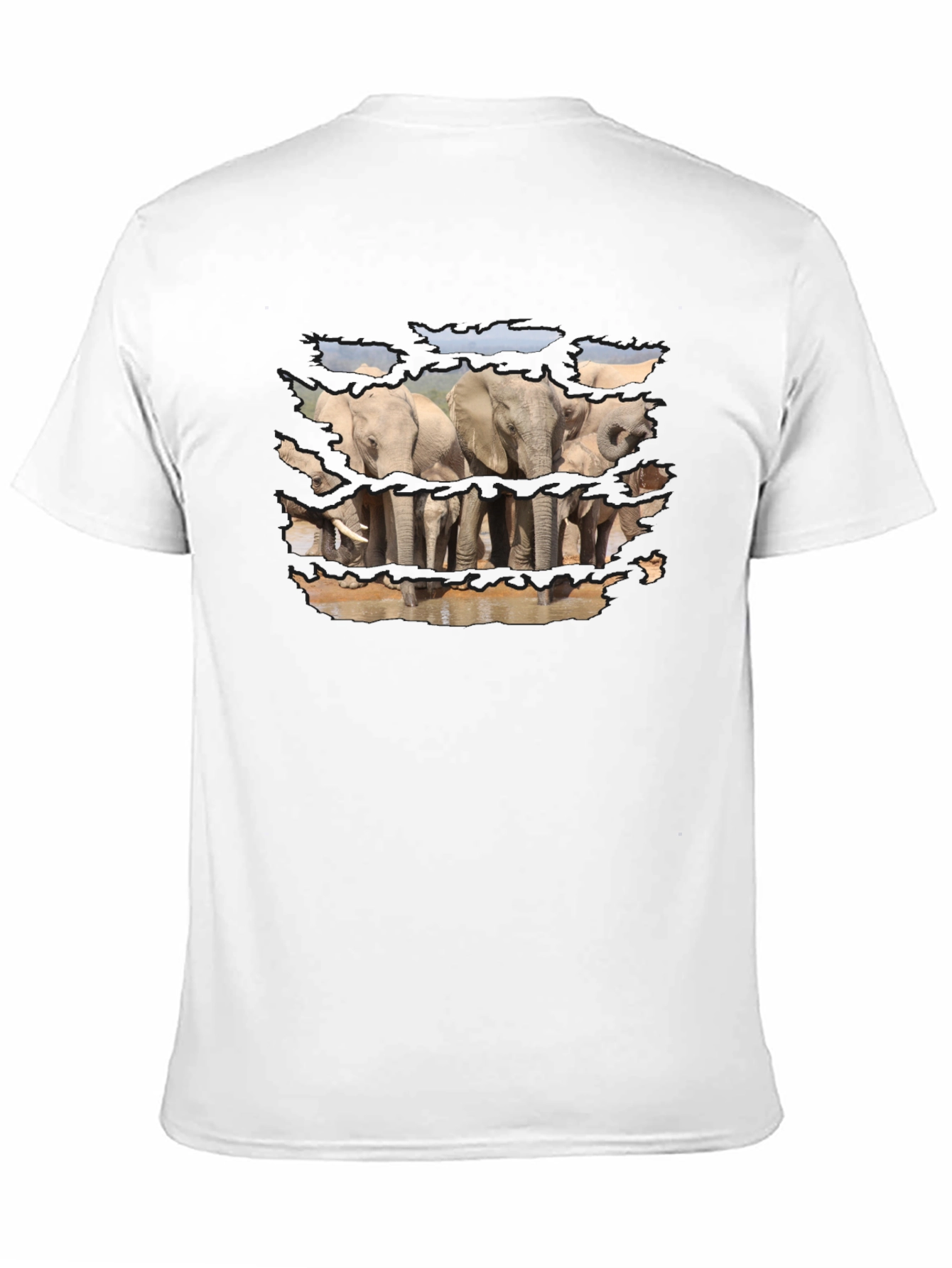 Elephant Graphic Print Black T-Shirt