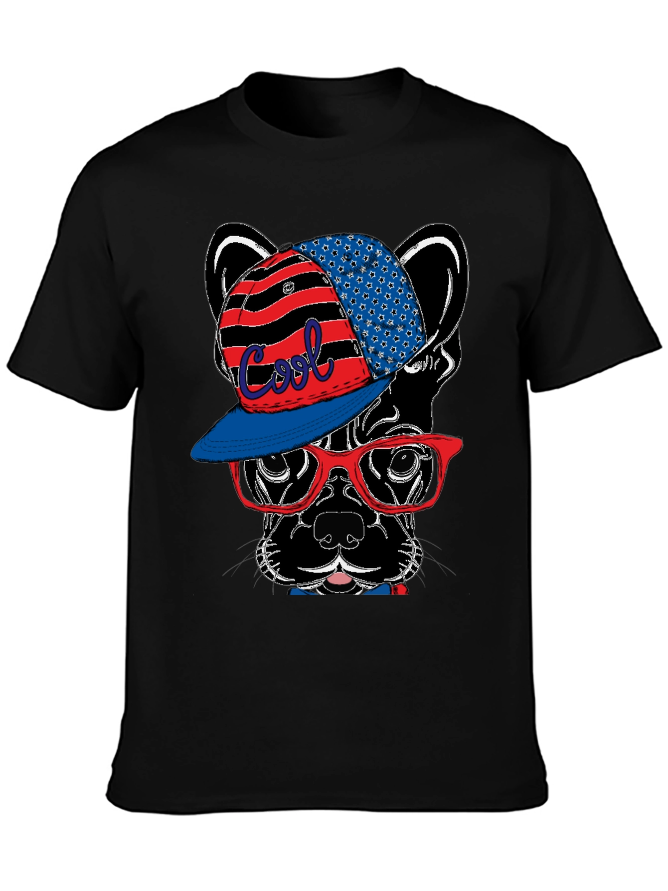 Cool Dog Graphic Tee - Patriotic Bulldog Shirt