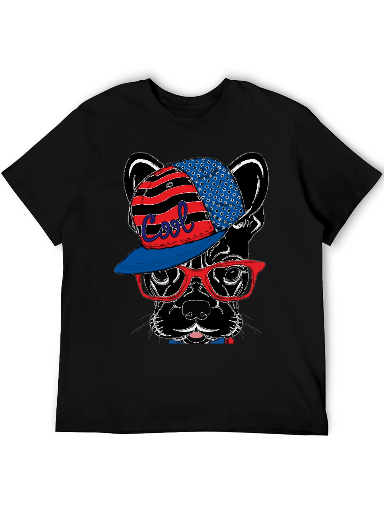 Cool Dog Graphic Tee - Patriotic Bulldog Shirt
