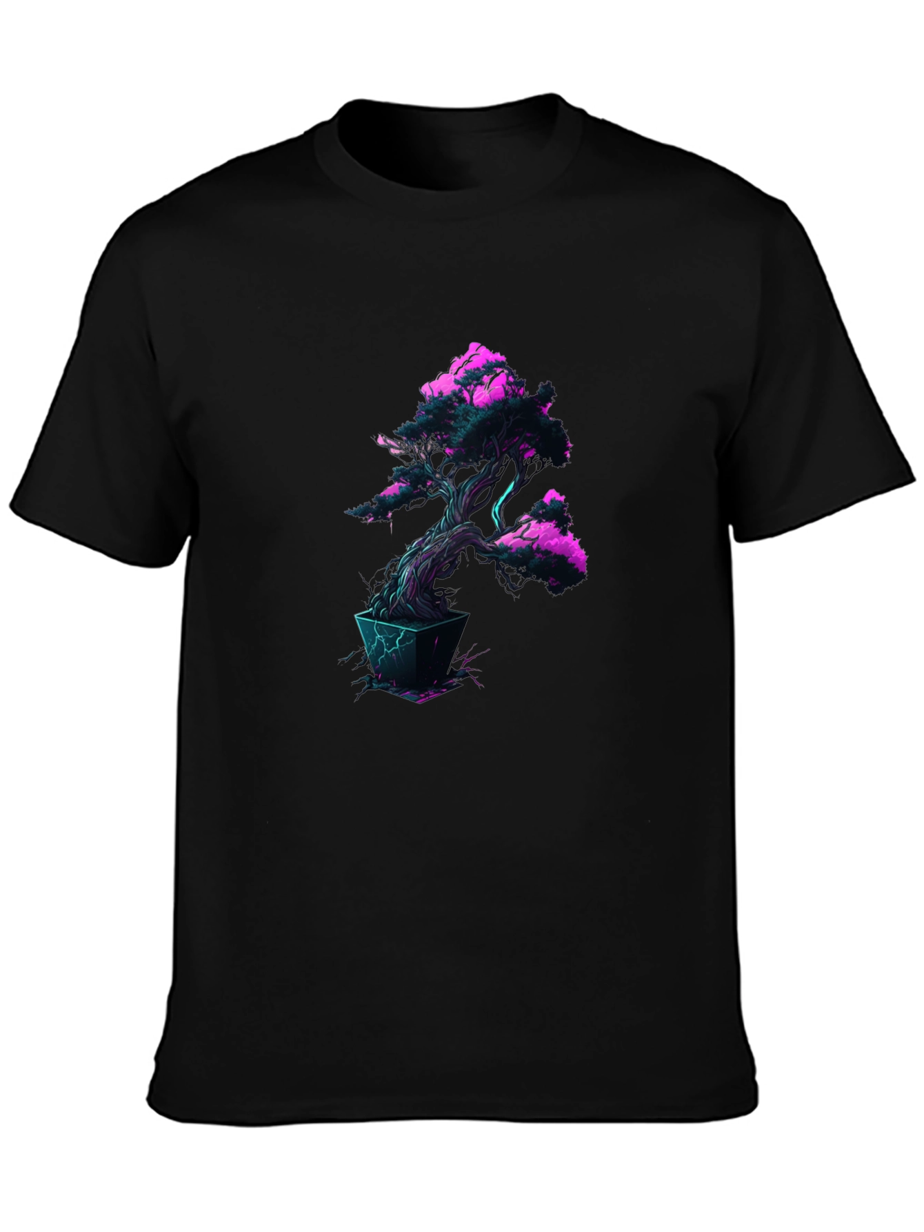 Cyberpunk Bonsai Tree Black T-Shirt