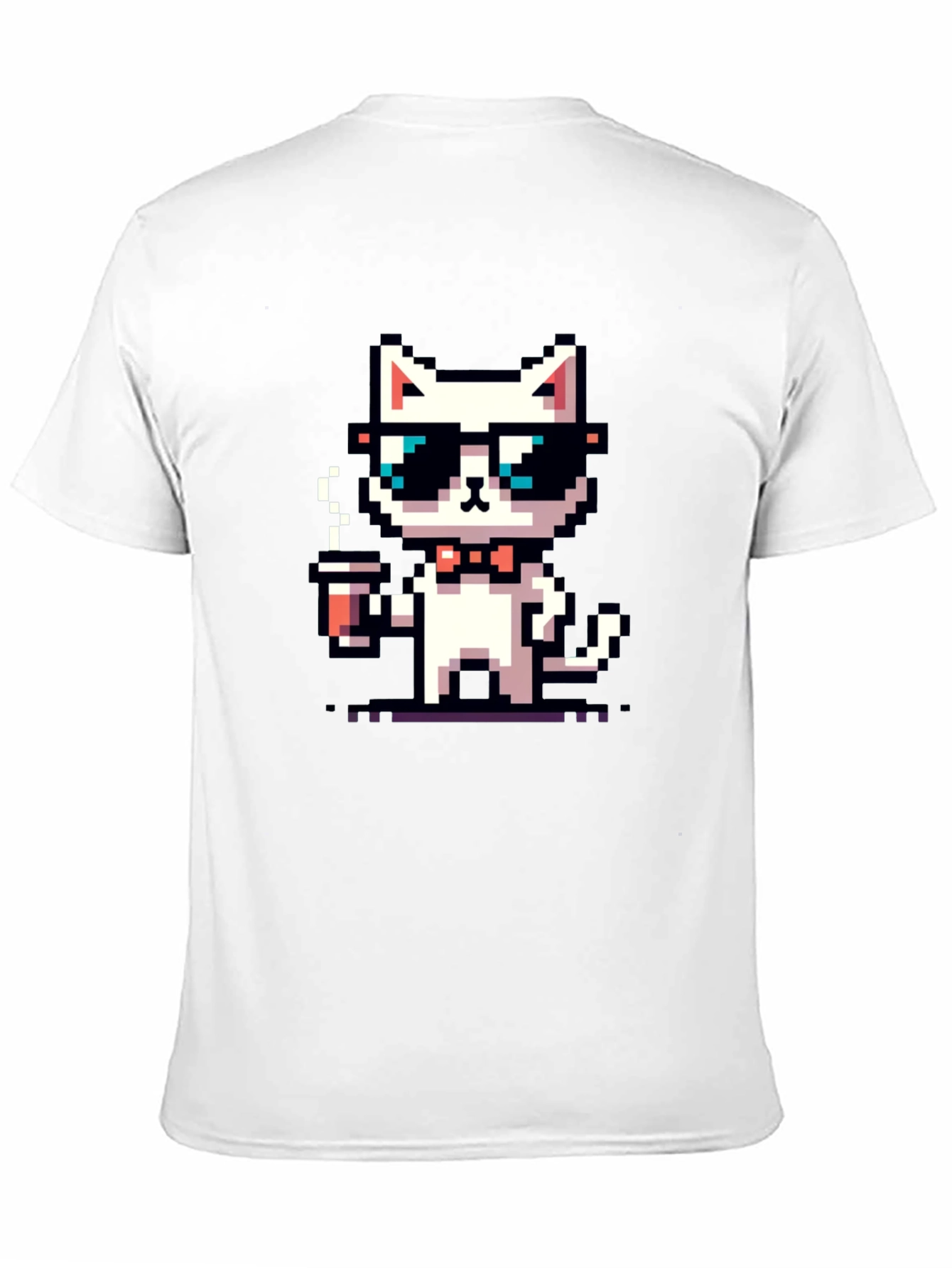 Cool Pixel Cat Coffee T-Shirt