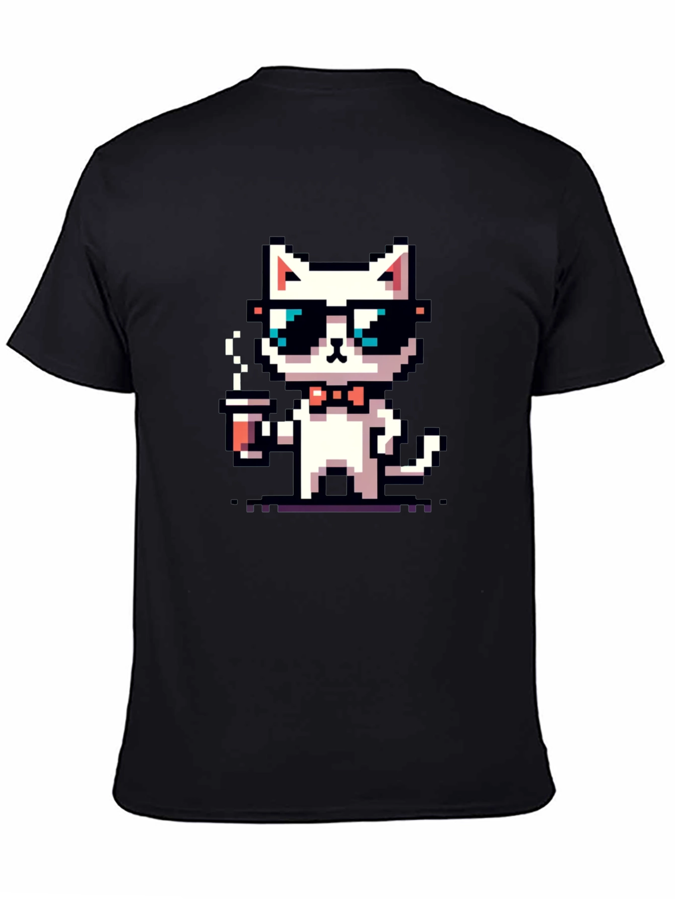 Cool Pixel Cat Coffee T-Shirt