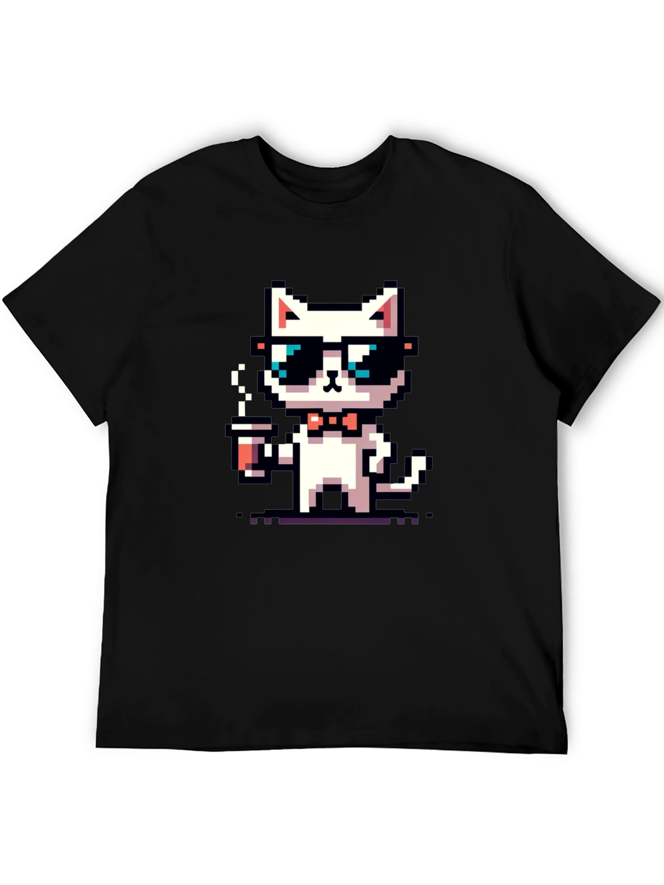 Cool Pixel Cat Coffee T-Shirt