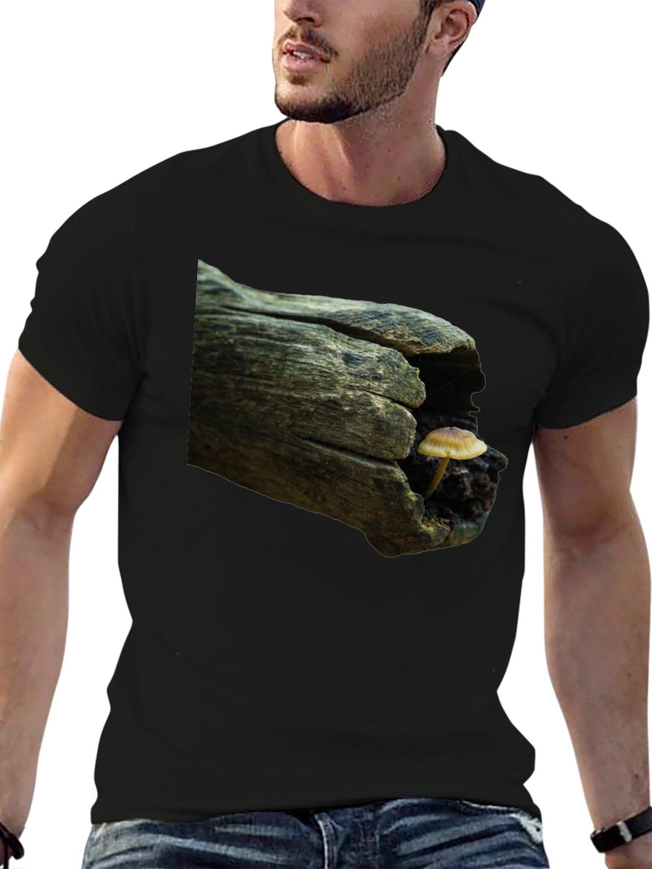 Mushroom Log Graphic Tee - Nature Inspired T-Shirt