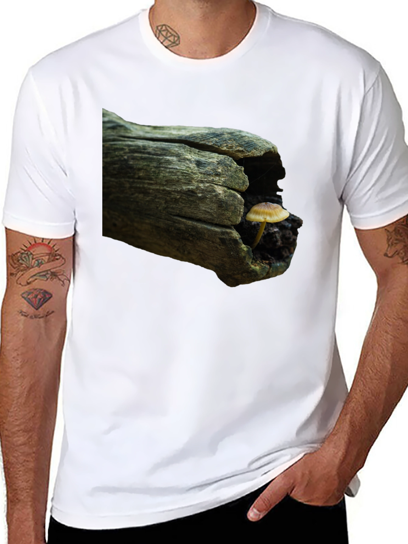 Mushroom Log Graphic Tee - Nature Inspired T-Shirt