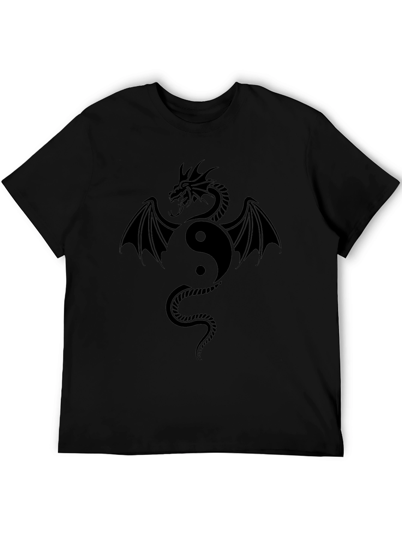Yin Yang Dragon Graphic Tee - Stylish Black T-Shirt