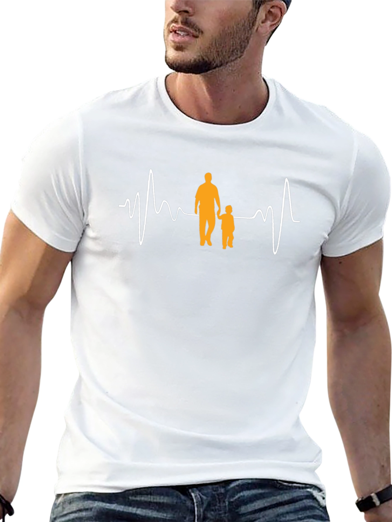 Father & Child Heartbeat T-Shirt - Black