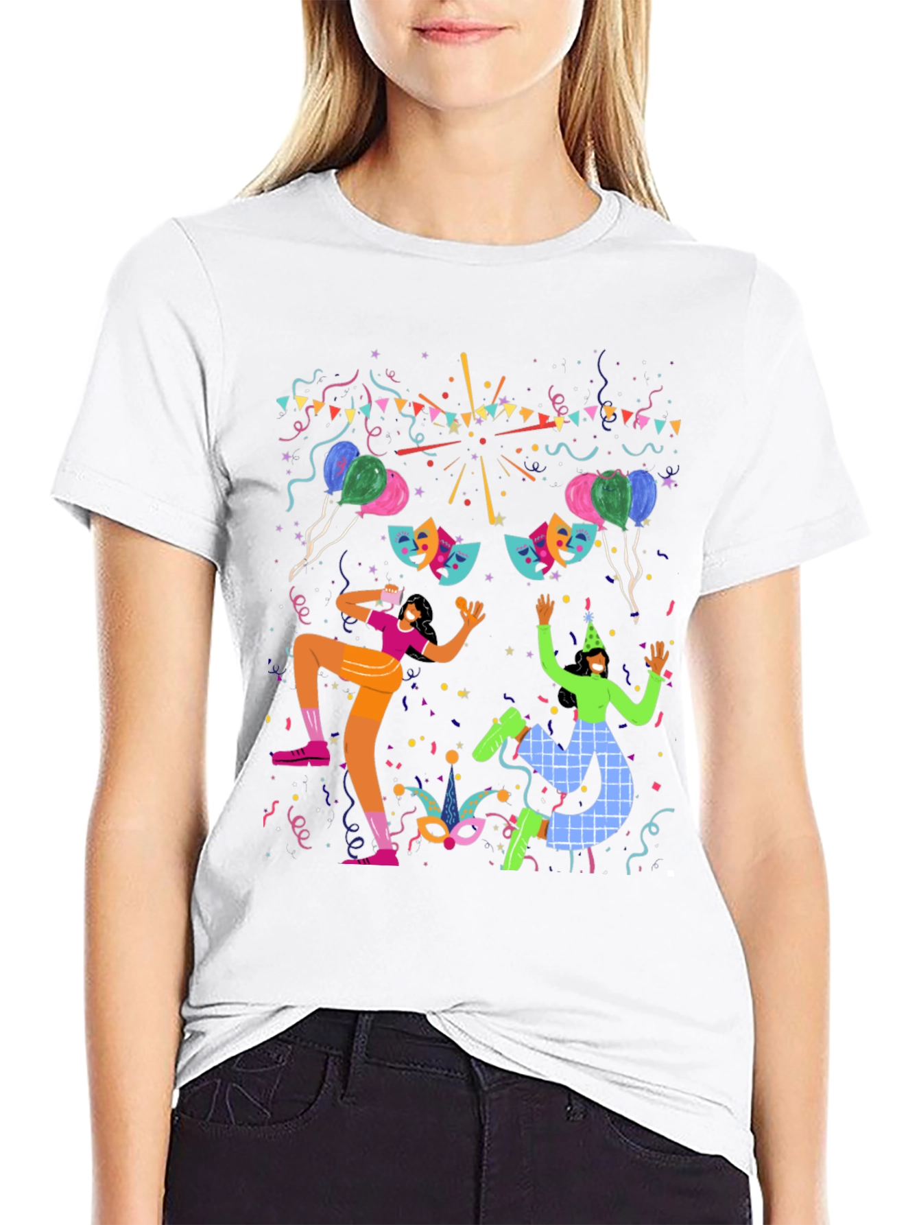 Festive Celebration Graphic Print Black T-Shirt