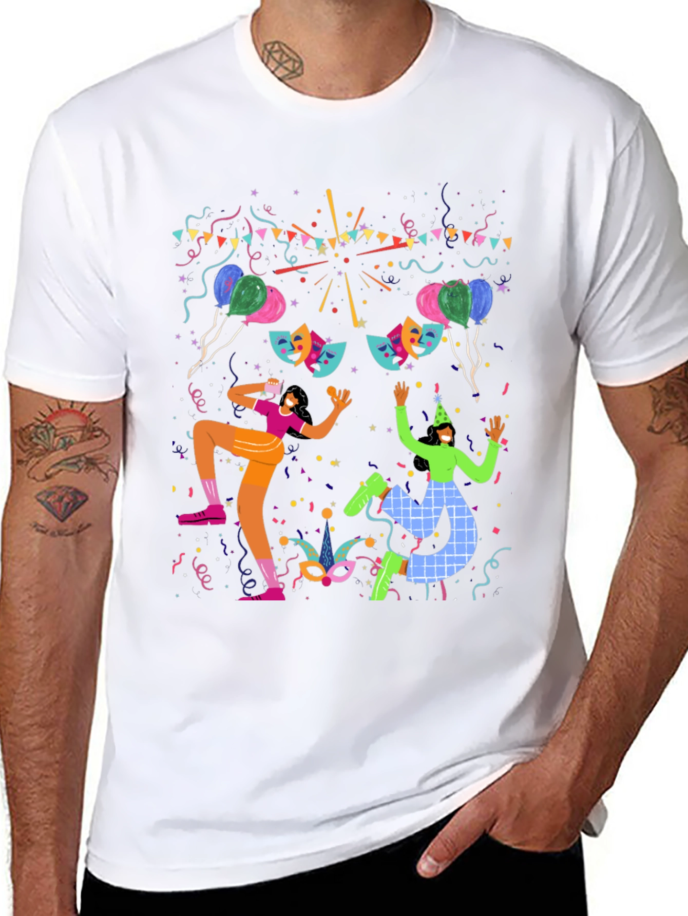 Festive Celebration Graphic Print Black T-Shirt