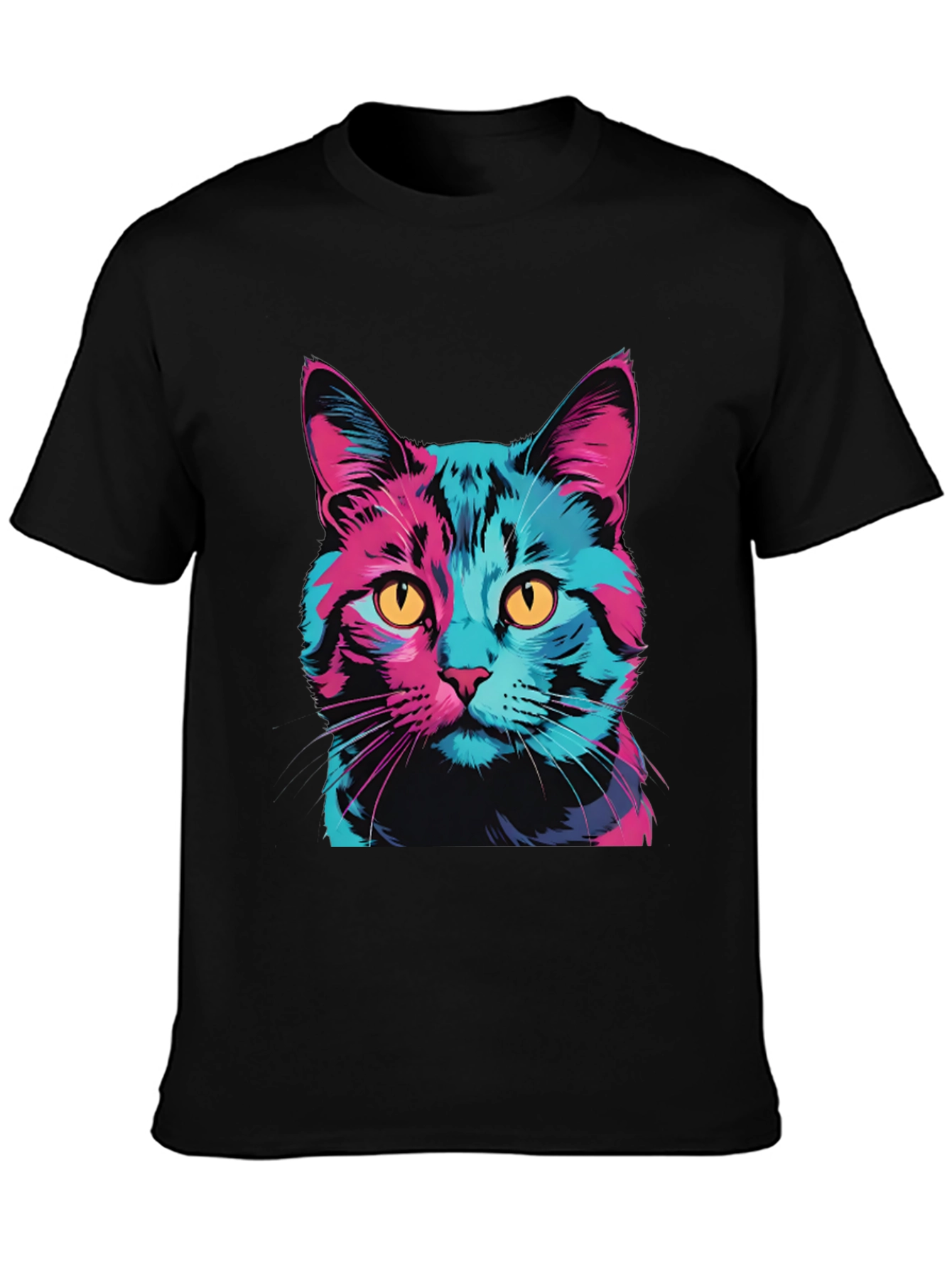 Vaporwave Cat Graphic Tee - Trendy Unisex T-Shirt