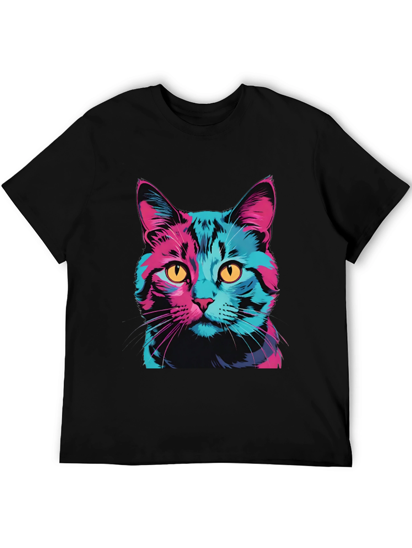 Vaporwave Cat Graphic Tee - Trendy Unisex T-Shirt