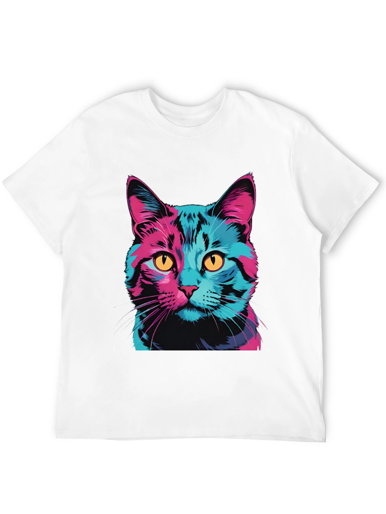 Vaporwave Cat Graphic Tee - Trendy Unisex T-Shirt