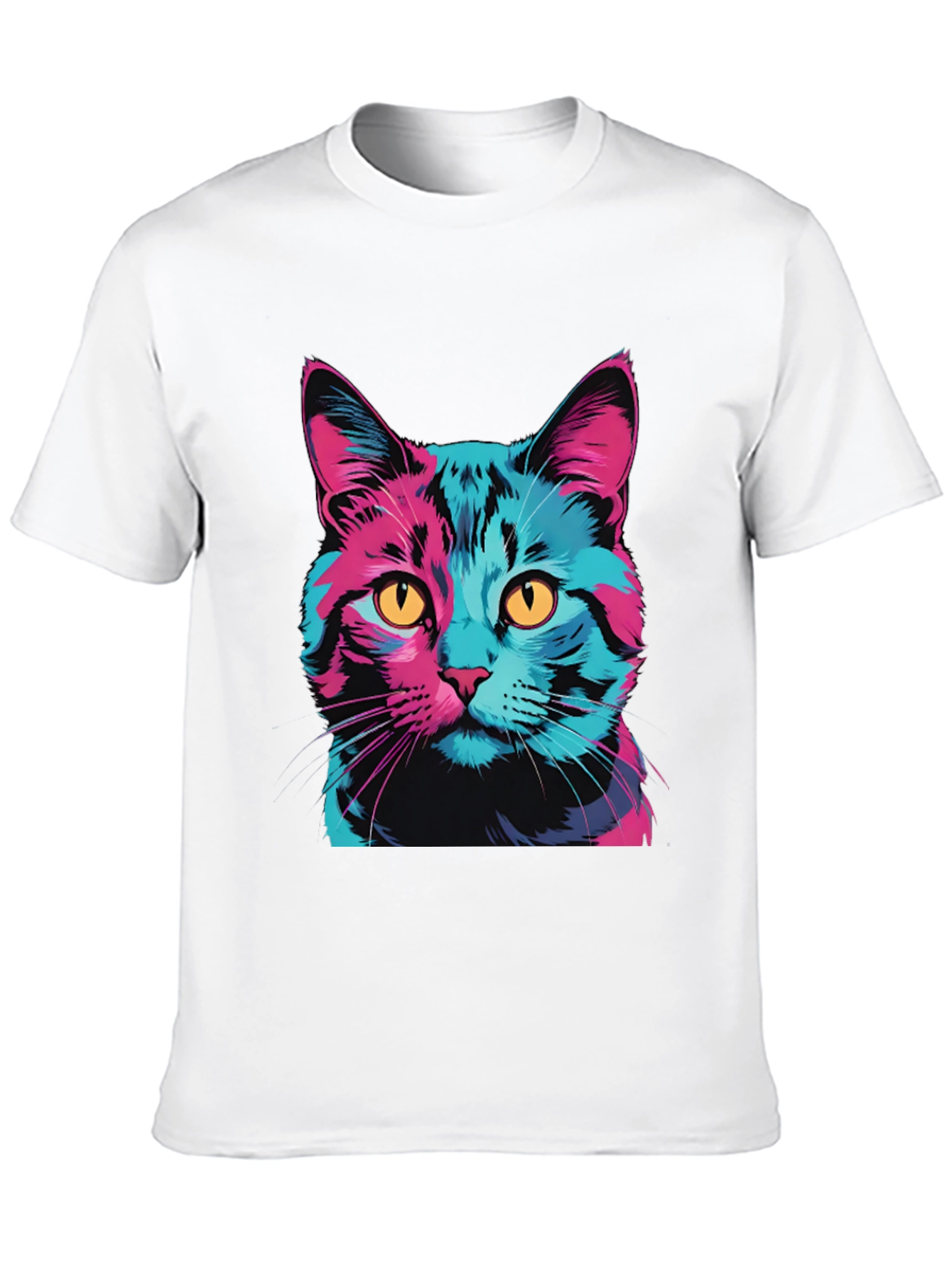 Vaporwave Cat Graphic Tee - Trendy Unisex T-Shirt