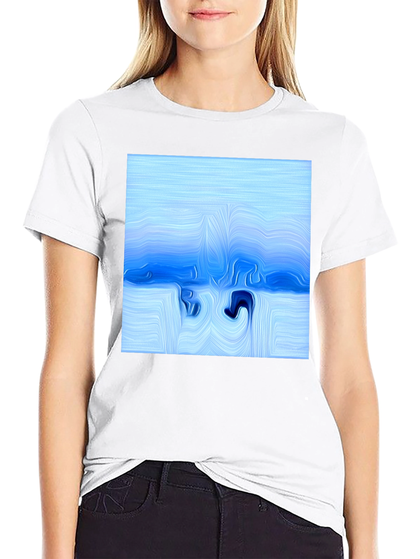 Abstract Blue Fluid Art T-Shirt