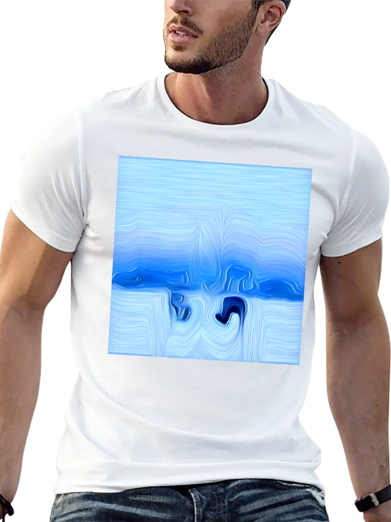 Abstract Blue Fluid Art T-Shirt