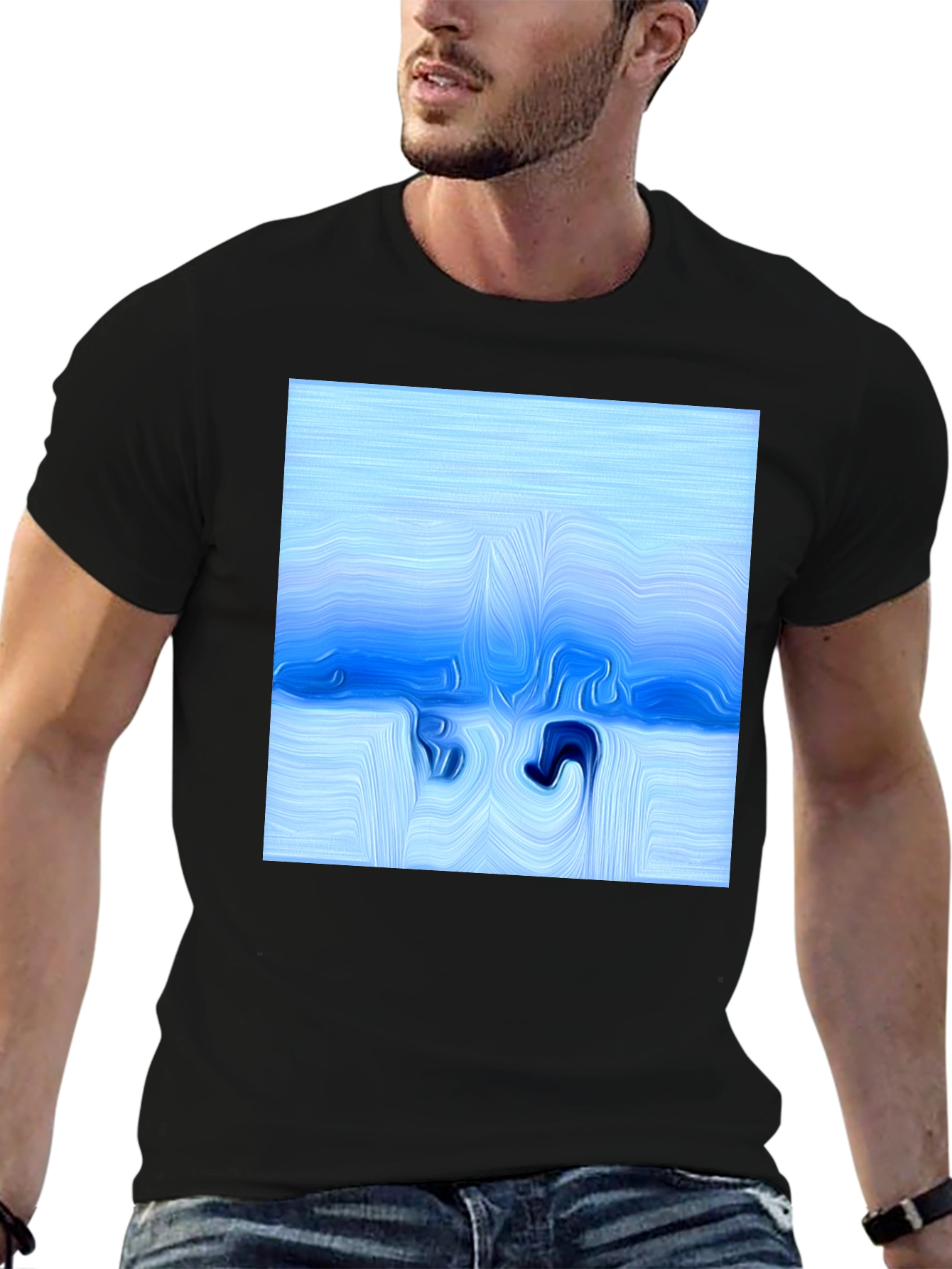 Abstract Blue Fluid Art T-Shirt