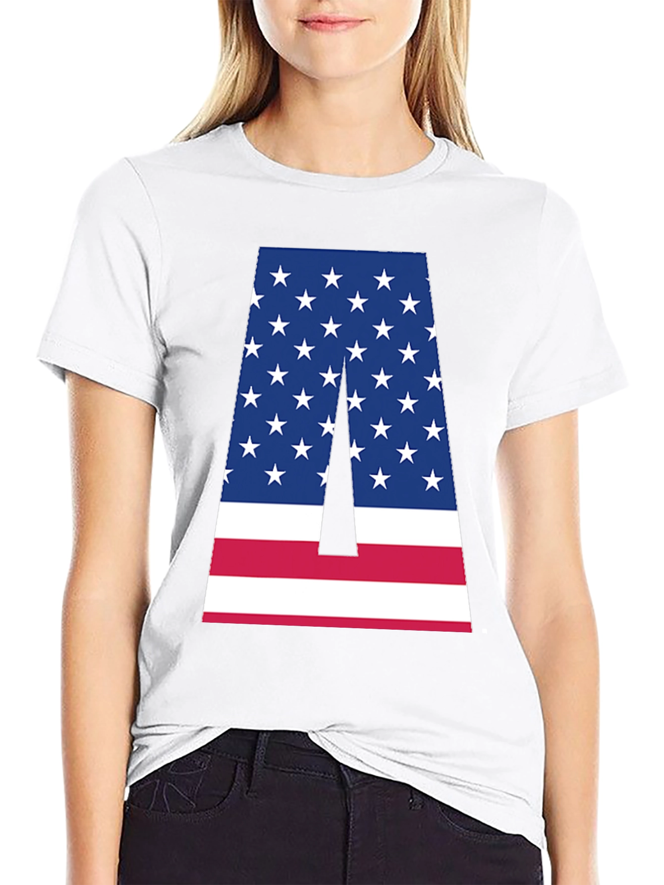 American Flag Letter A Graphic T-Shirt